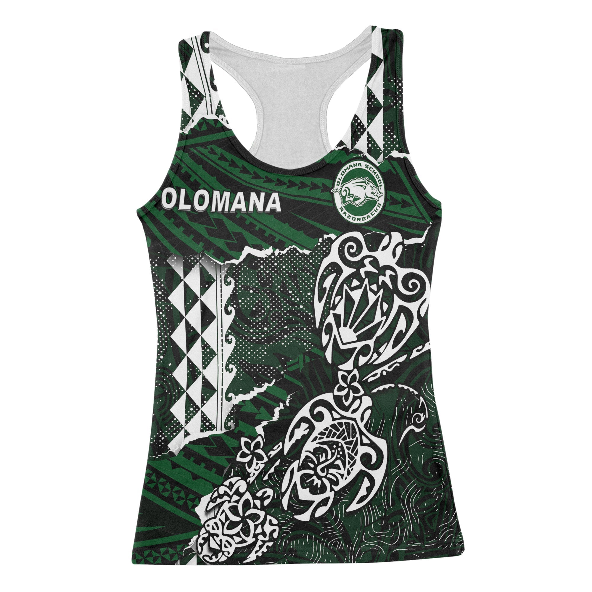 Hawaii Olomana High & Intermediate School Custom Racerback Tank Polynesian Turtle Style