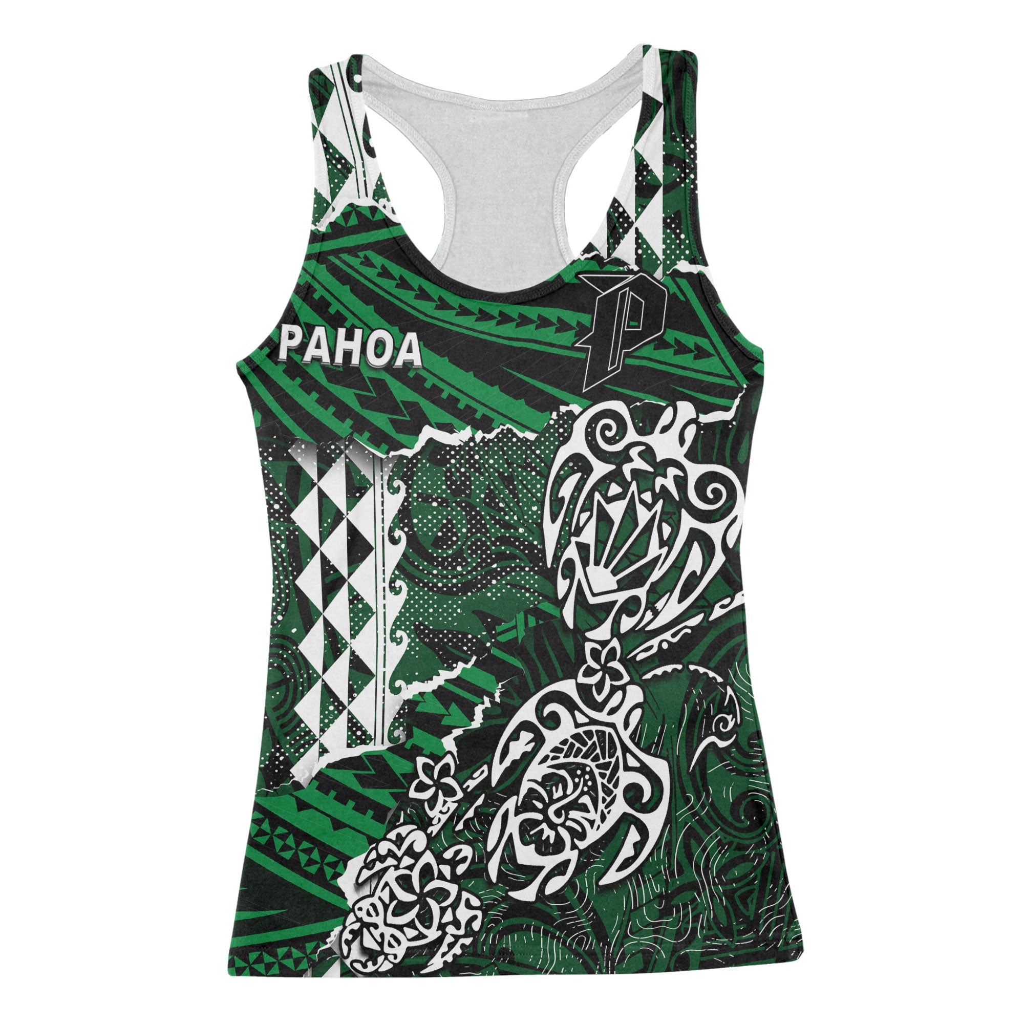 Hawaii Pahoa High & Intermediate School Custom Racerback Tank Polynesian Turtle Style