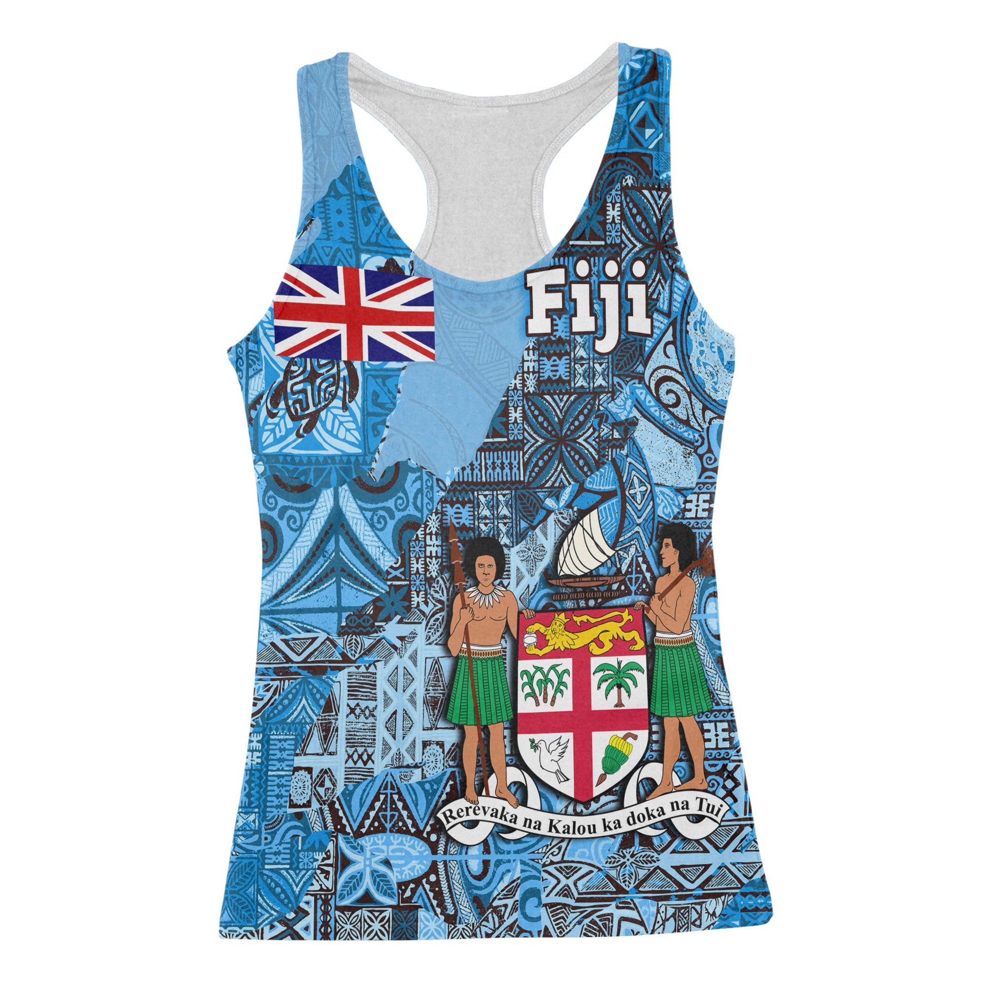 Fiji Flag & Coat Of Arms Racerback Tank