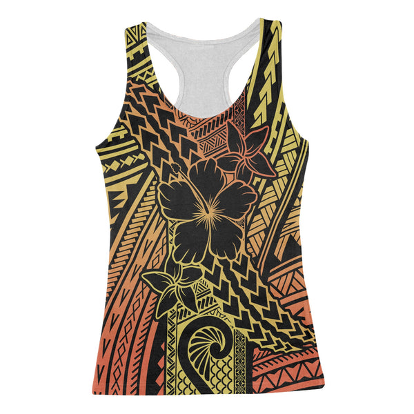 Hawaiian Reggae Racerback Tank Polynesian Hibiscus Style