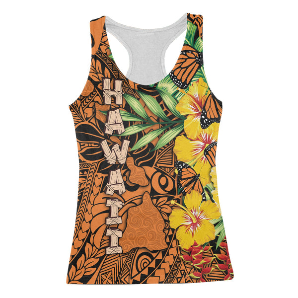 Hawaii Racerback Tank Kamehameha Butterfly Tropical Style