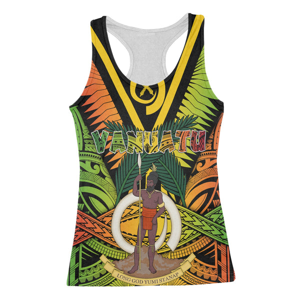 Vanuatu Racerback Tank Coat Of Arms Reggae Style