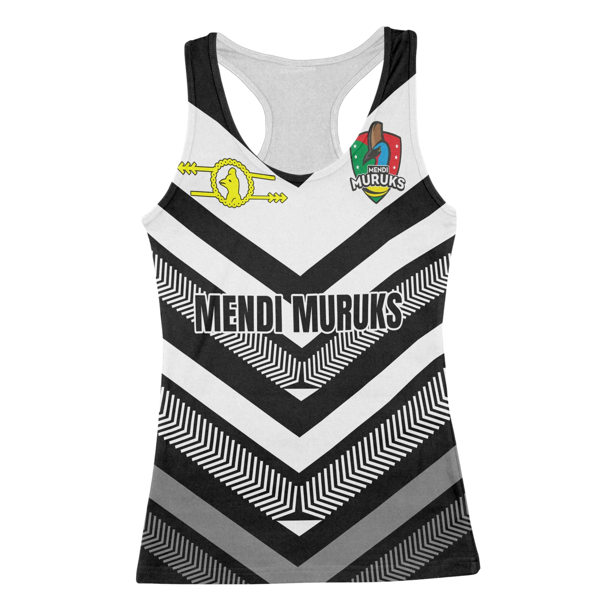 Custom Mendi Muruks Racerback Tank Papua New Guinea Rugby Black & White Style