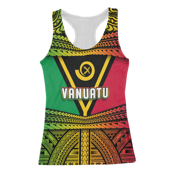 Custom Vanuatu Flag & Coat Of Arms Racerback Tank Reggae Style