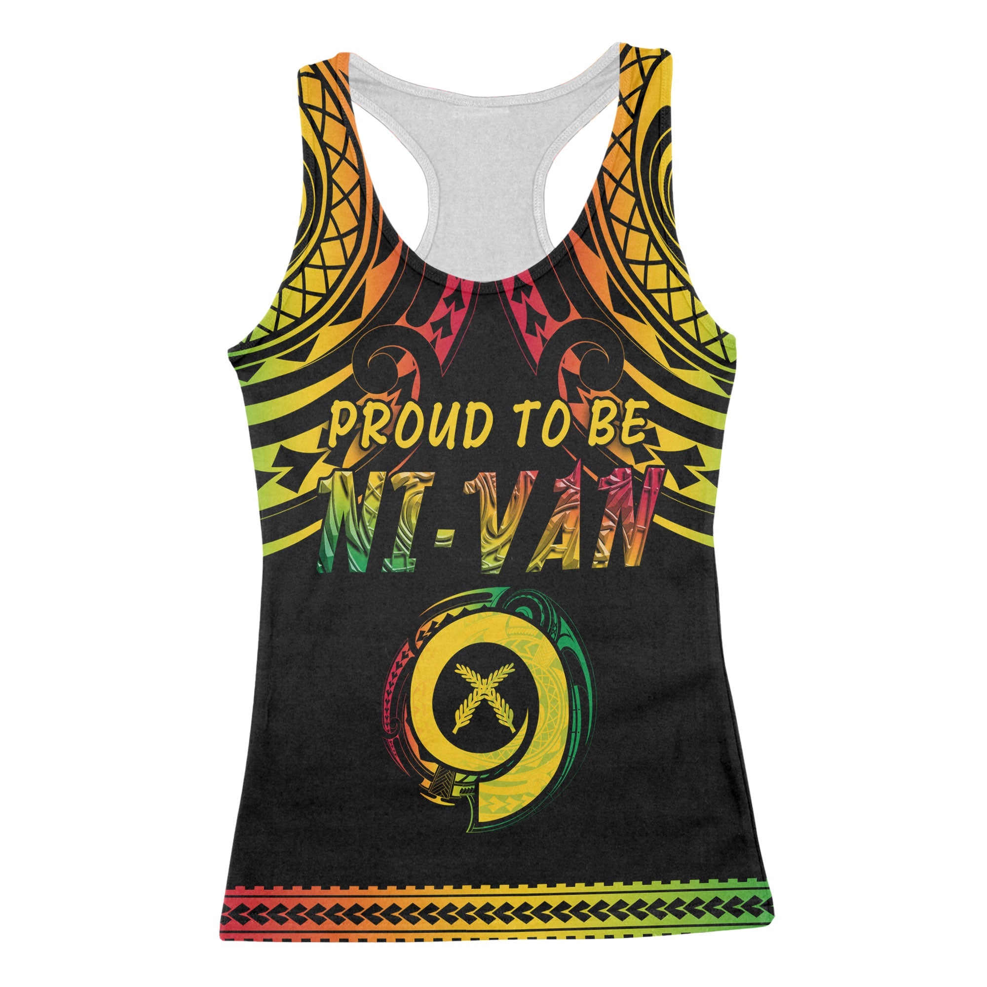 Vanuatu Proud To Be Ni-Van Racerback Tank Coat Of Arms Reggae Style