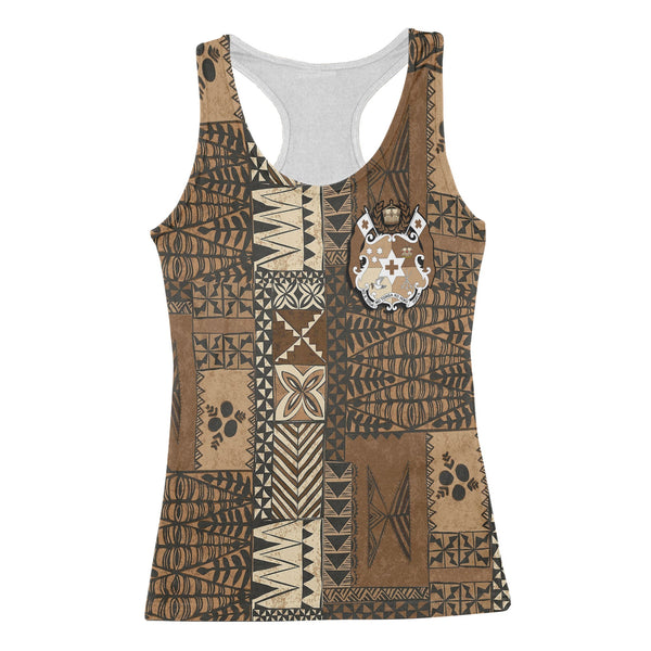 Custom Tonga Racerback Tank Ngatu Tapa Style