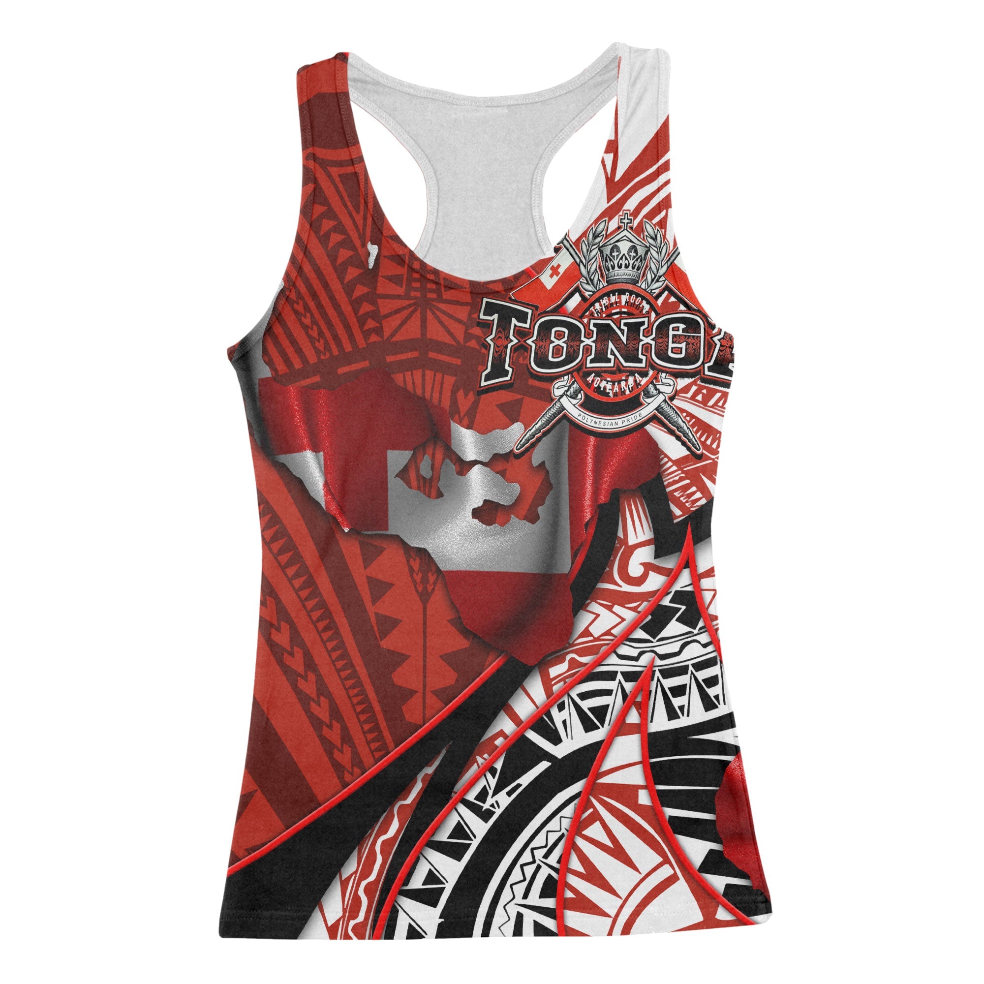 Tonga In My Heart Royal Coat Of Arms Racerback Tank