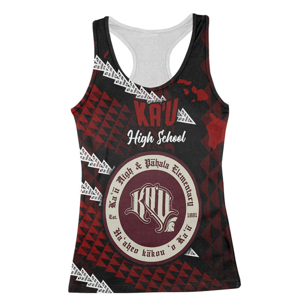 Hawaii Kau High & Pahala Elementary School Custom Racerback Tank Map Style