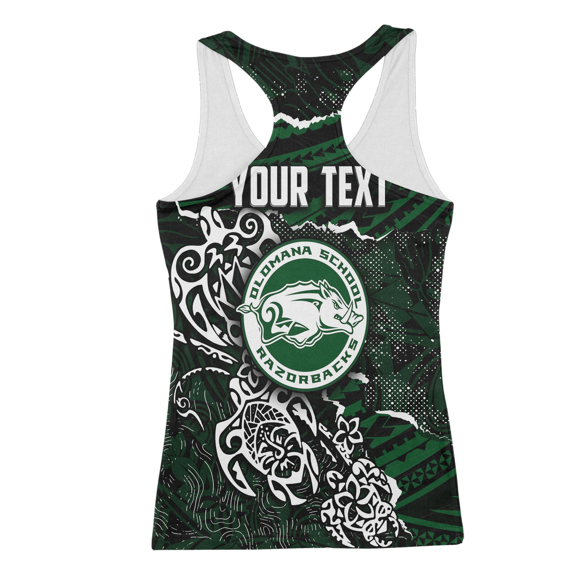 Hawaii Olomana High & Intermediate School Custom Racerback Tank Polynesian Turtle Style