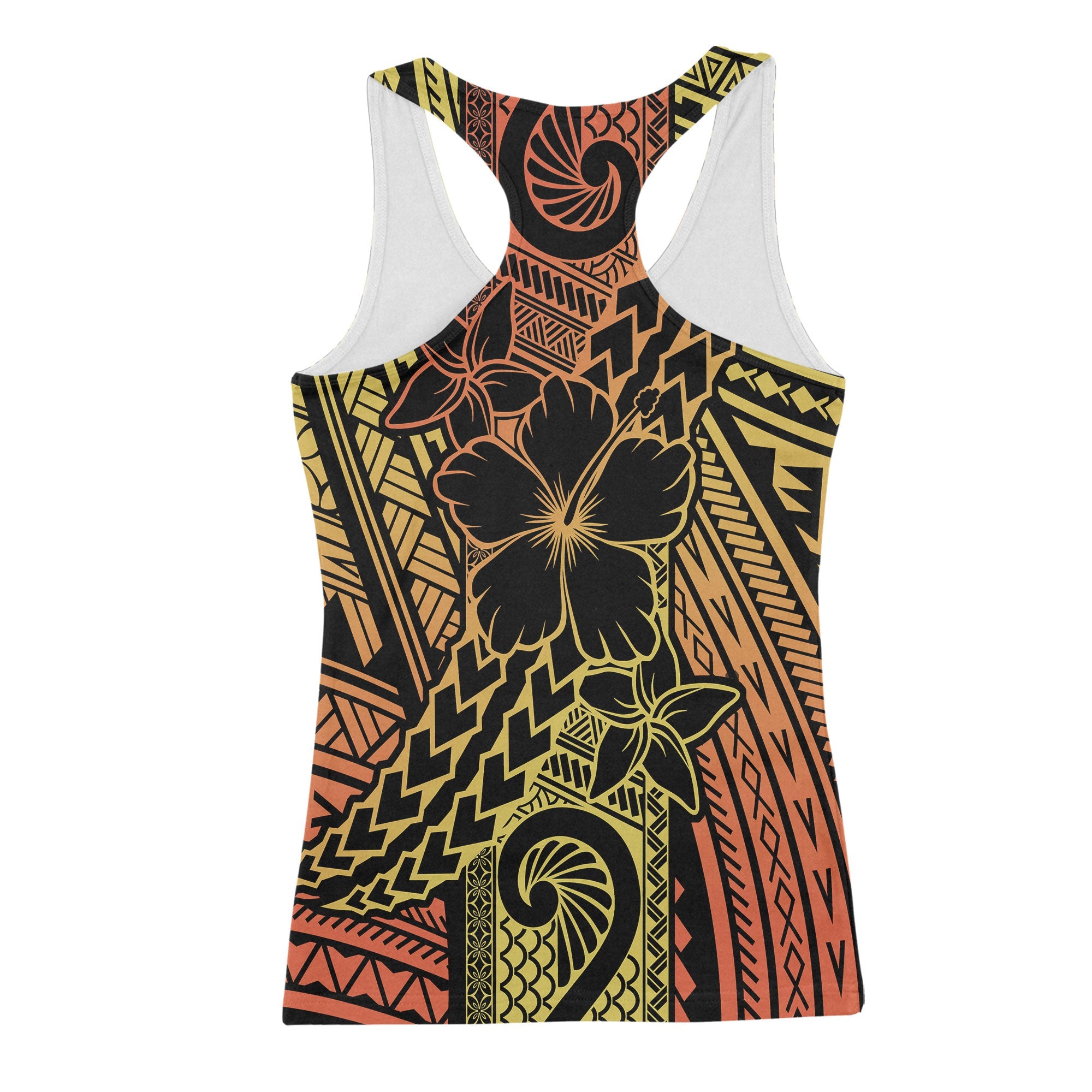 Hawaiian Reggae Racerback Tank Polynesian Hibiscus Style