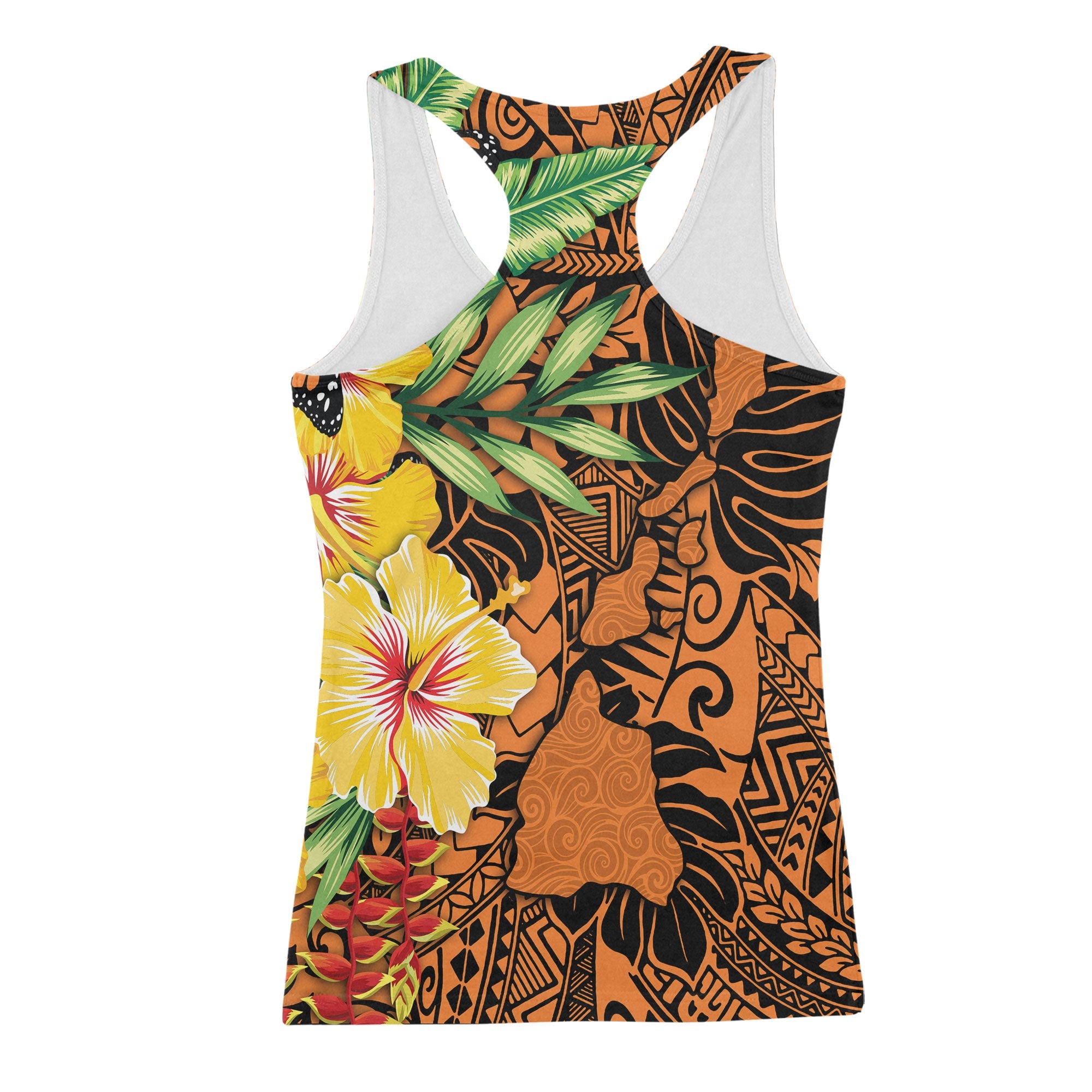 Hawaii Racerback Tank Kamehameha Butterfly Tropical Style