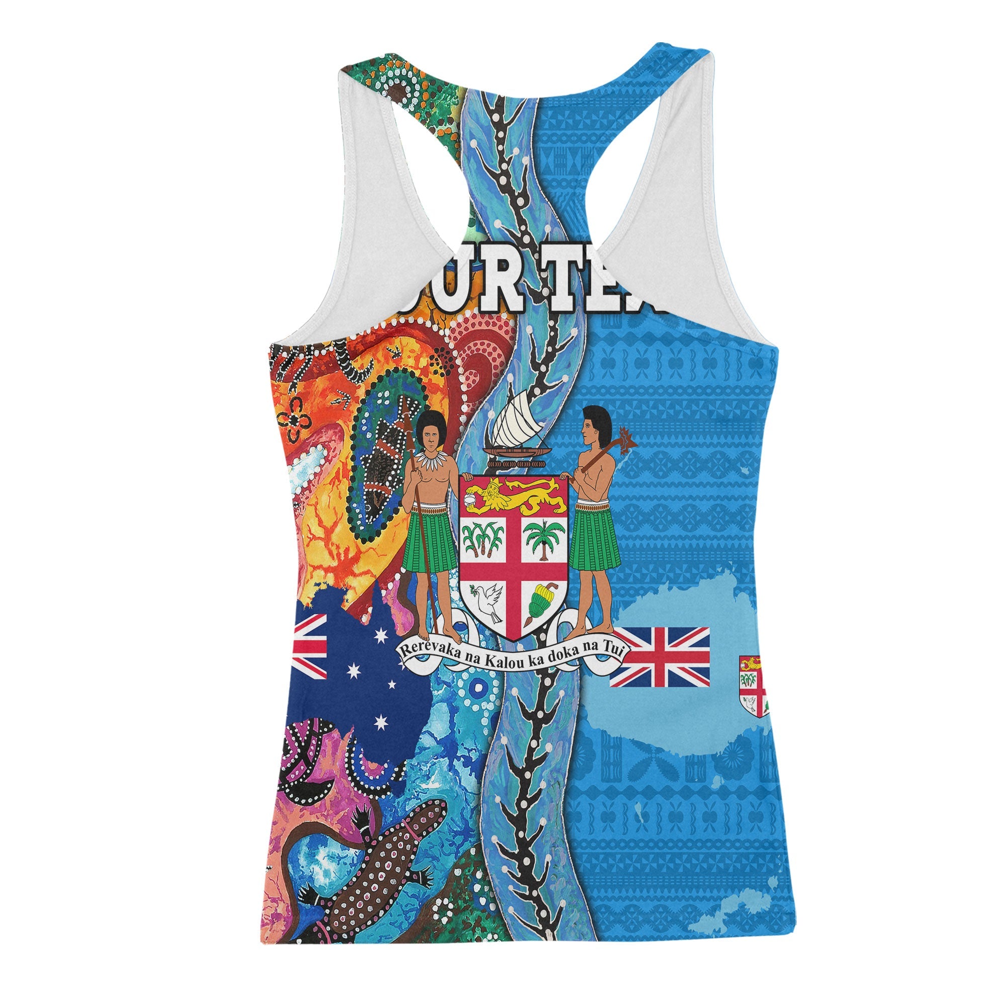 Custom Fiji Tapa & Australia Aboriginal Racerback Tank