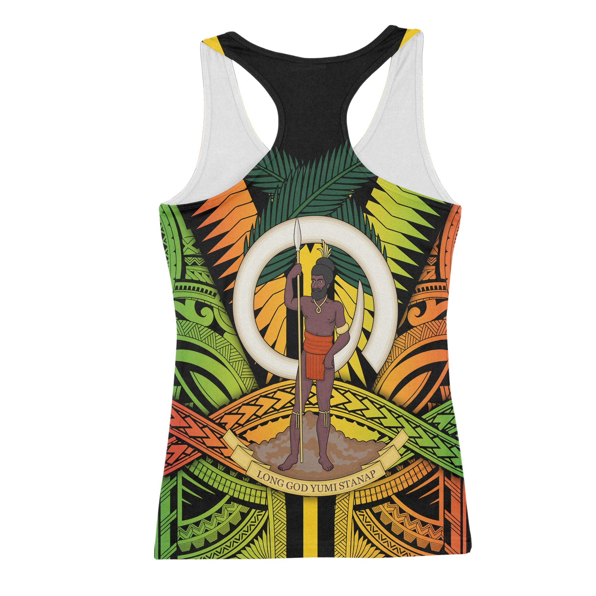 Vanuatu Racerback Tank Coat Of Arms Reggae Style