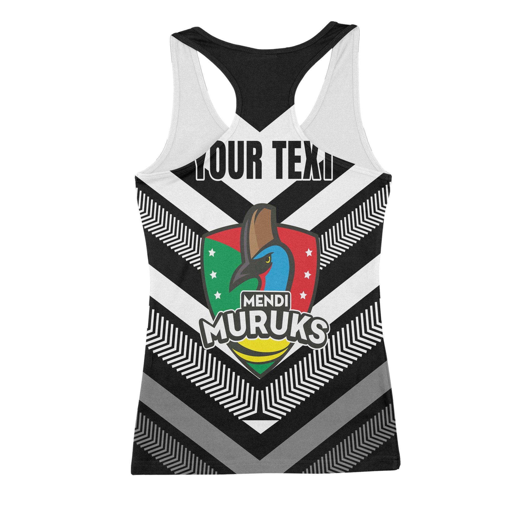 Custom Mendi Muruks Racerback Tank Papua New Guinea Rugby Black & White Style