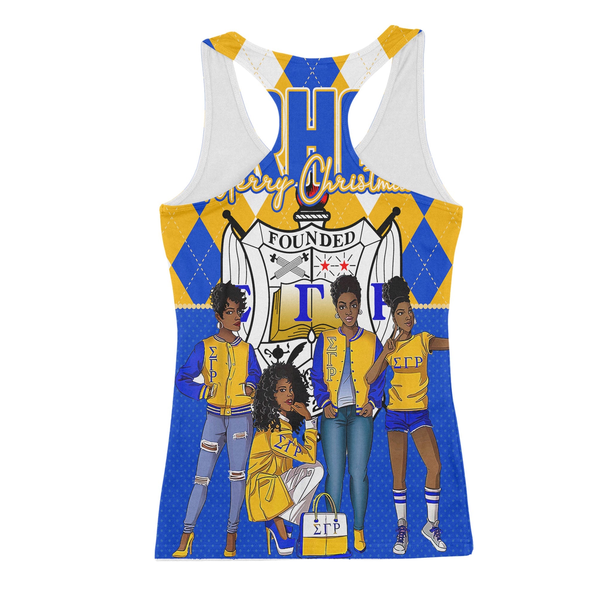 Sorority Tank Top - Christmas Sigma Gamma Rho Girl Racerback Tank Rhombus Pattern Style