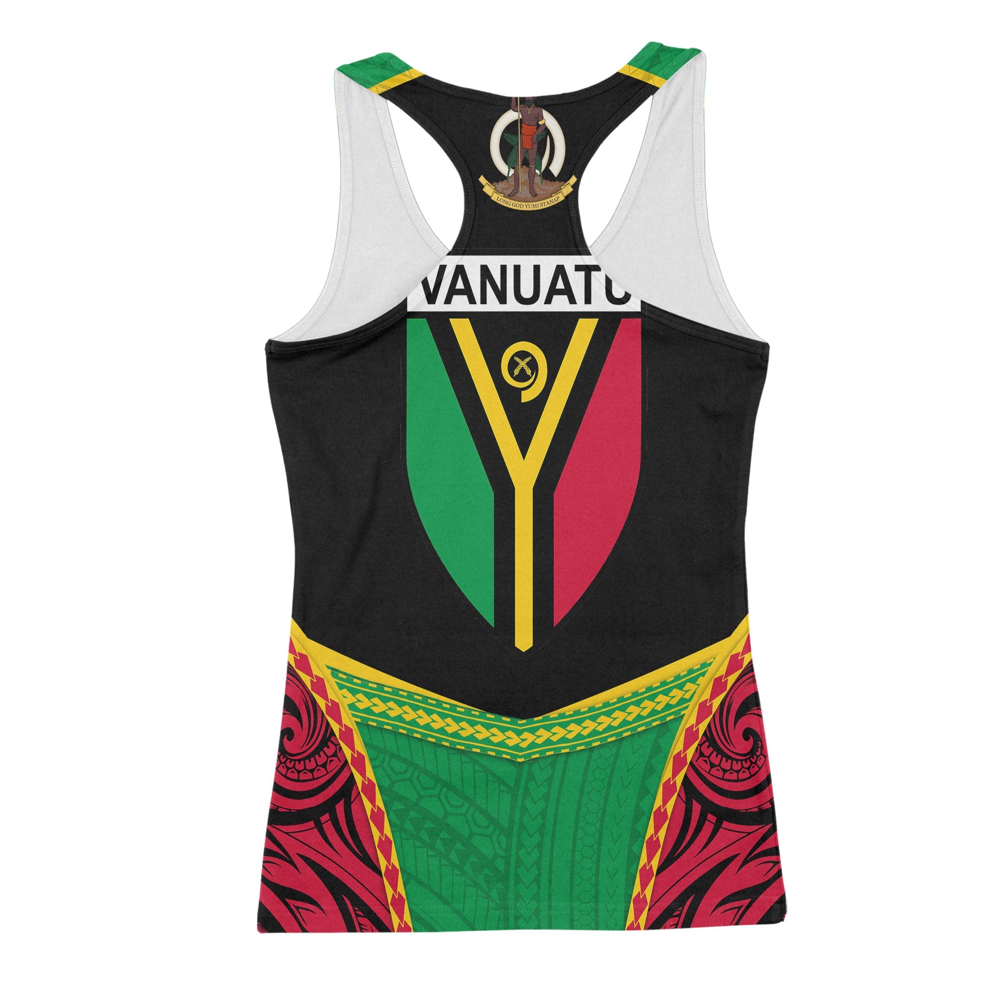 Custom Vanuatu Flag & Coat Of Arms Racerback Tank Black Style