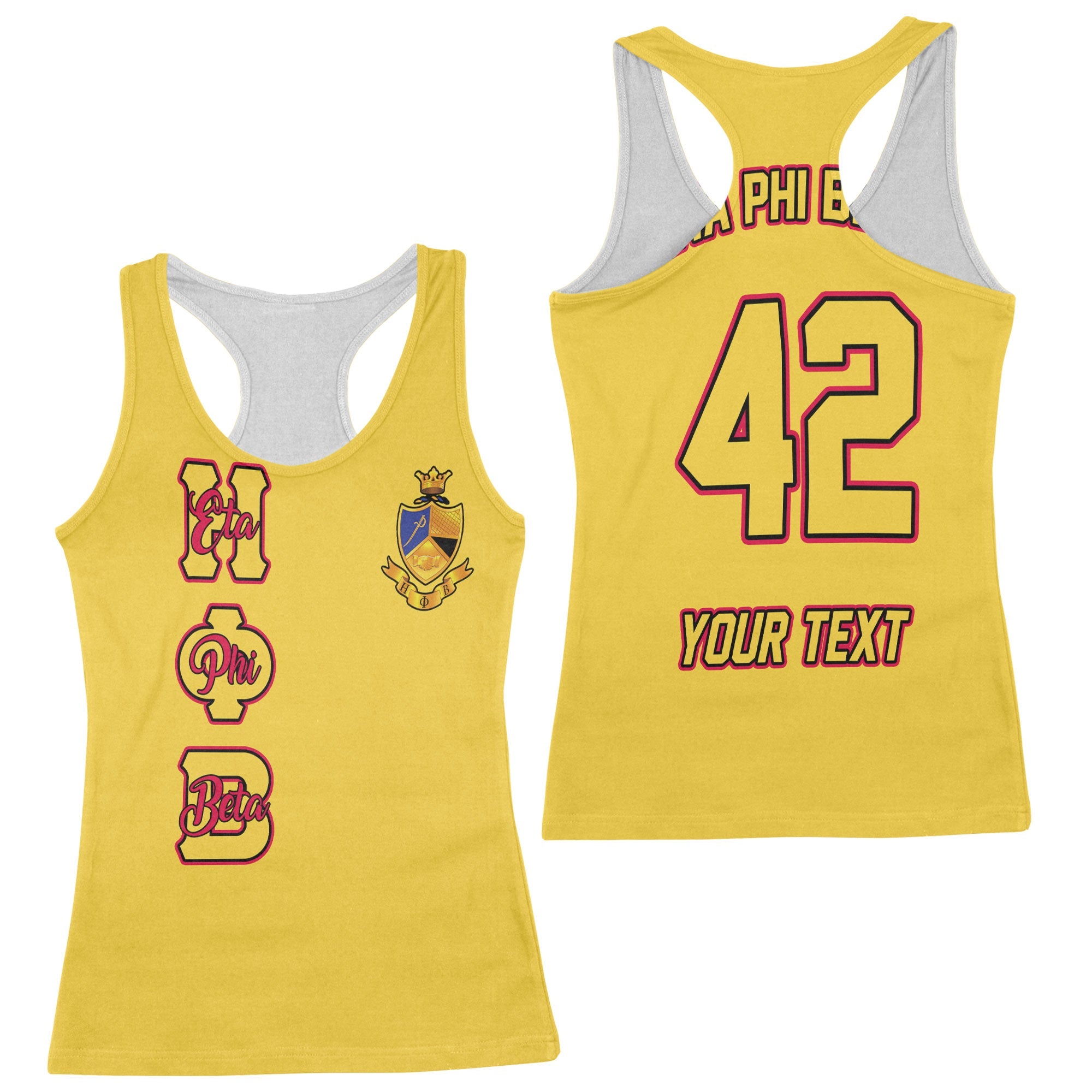 Sorority Tank Top - Personalized Eta Phi Beta Racerback Tank Original Yellow Style