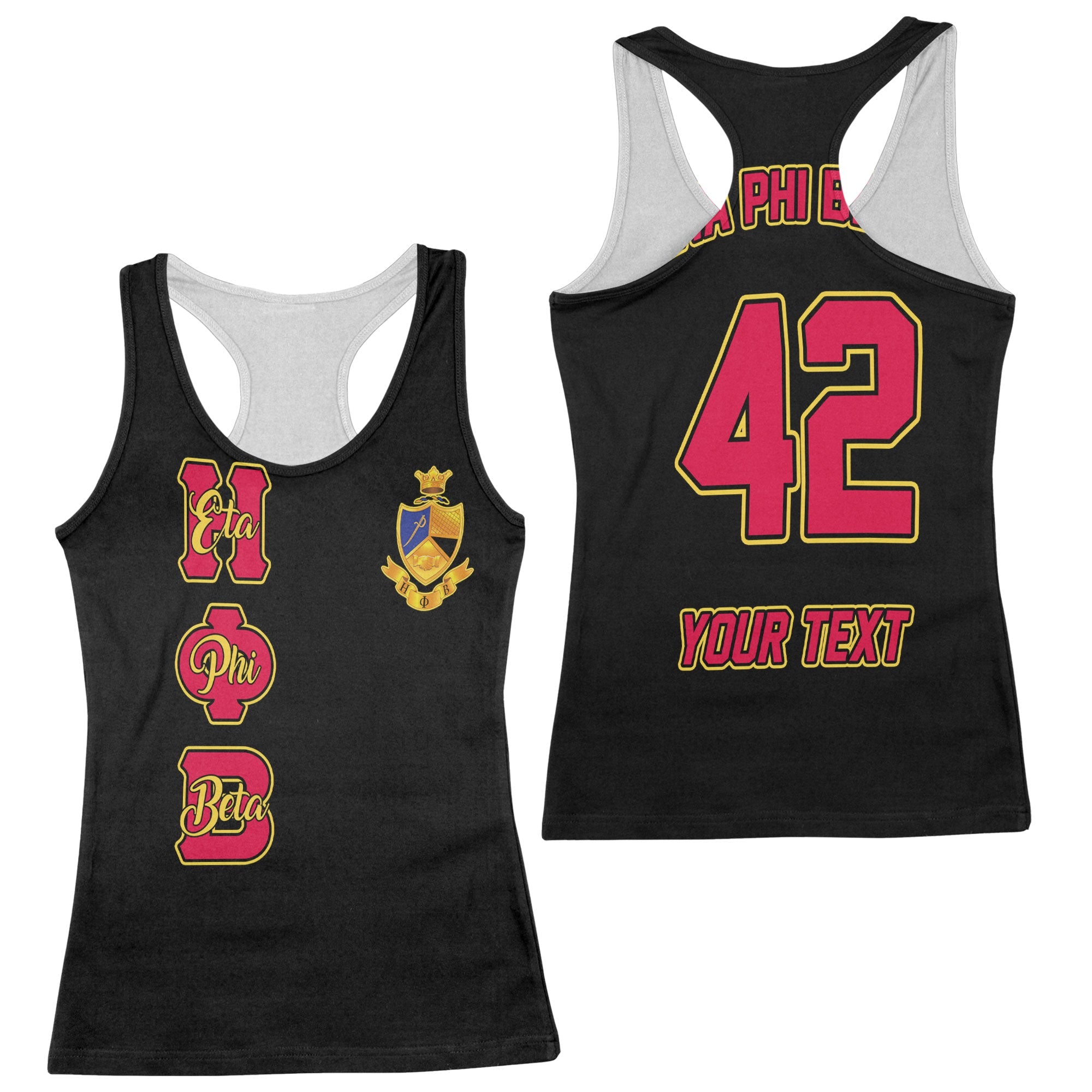 Sorority Tank Top - Personalized Eta Phi Beta Racerback Tank Original Black Style