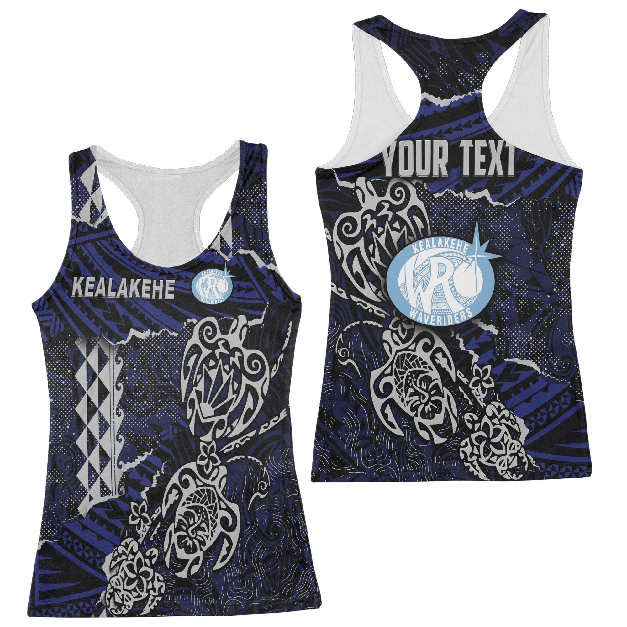 Hawaii Kealakehe High School Custom Racerback Tank Polynesian Turtle Style