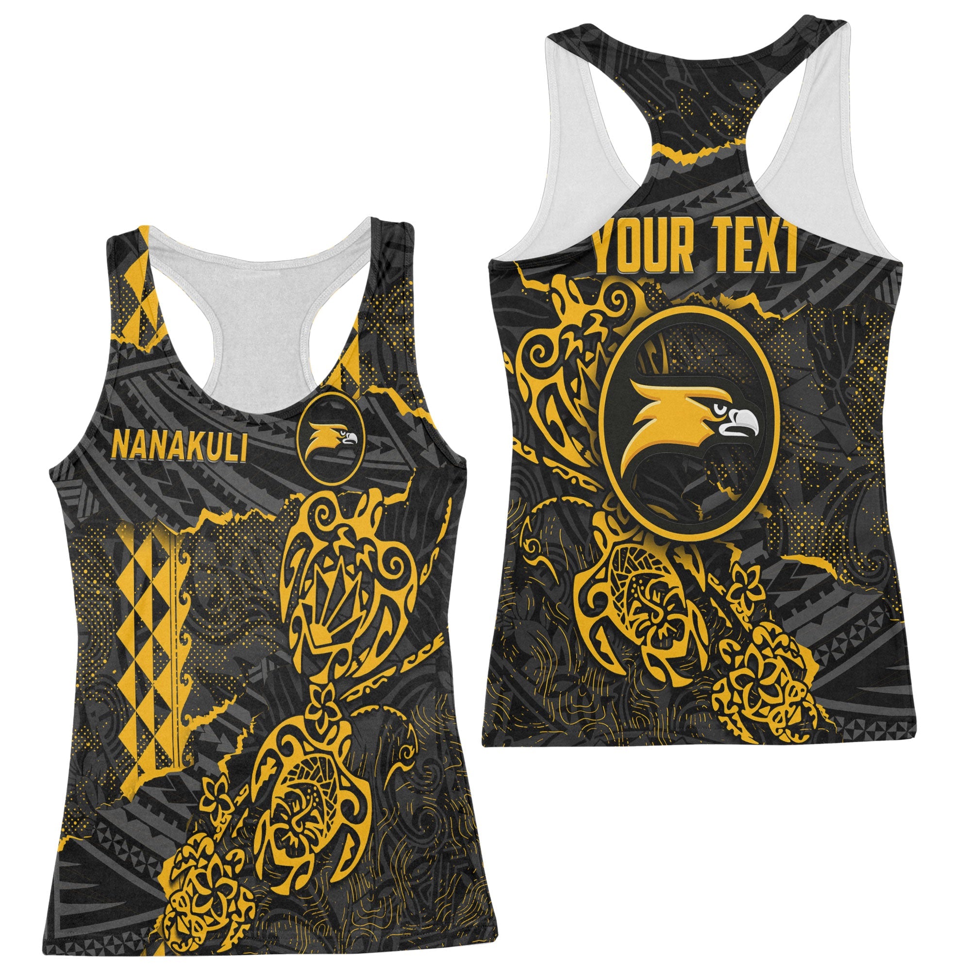 Hawaii Nanakuli High School Custom Racerback Tank Polynesian Turtle Style