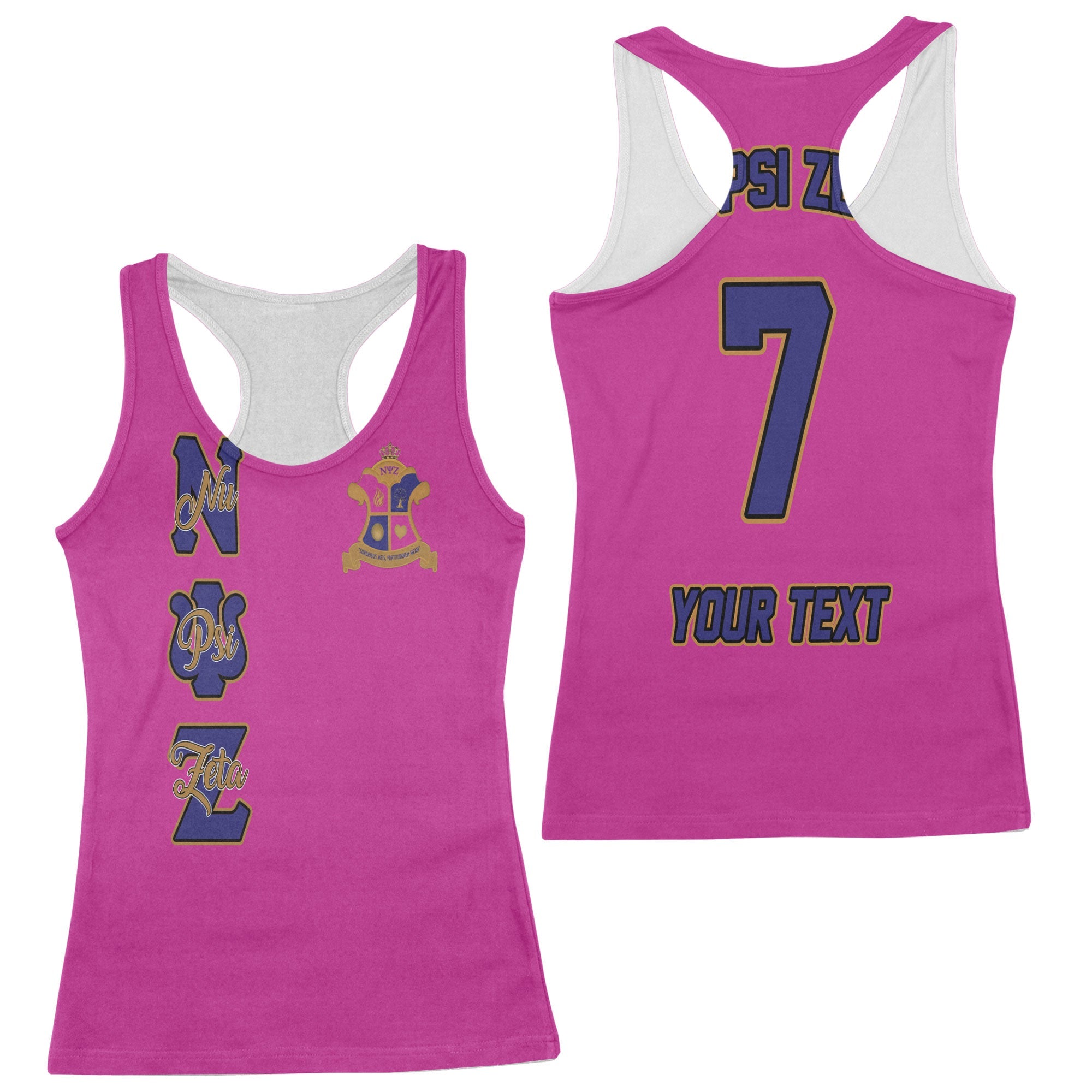 Sorority Tank Top - Personalized Nu Psi Zeta Racerback Tank Original Pink Style