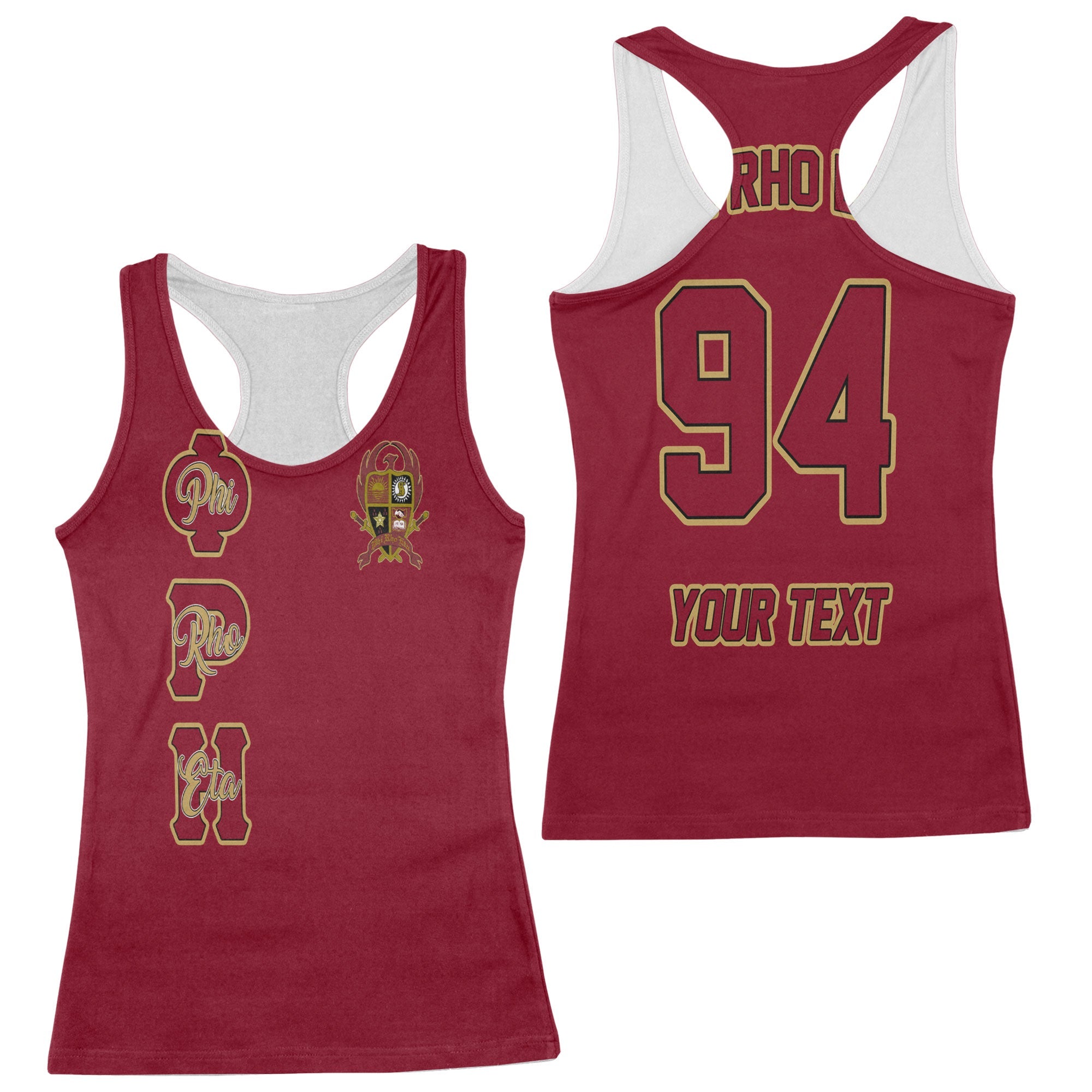 Fraternity Tank Top - Personalized Phi Rho Eta Racerback Tank Original Maroon Style