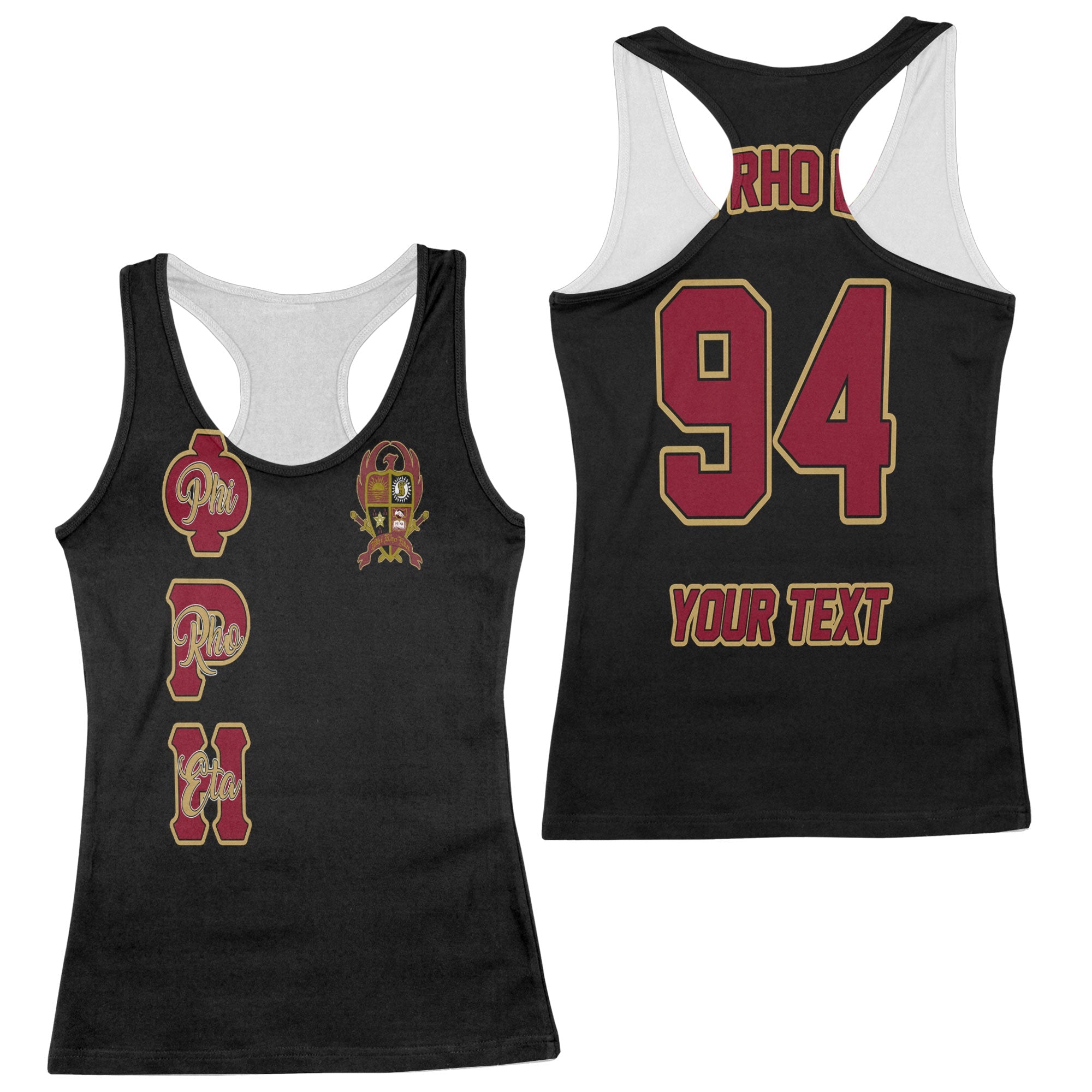 Fraternity Tank Top - Personalized Phi Rho Eta Racerback Tank Original Dark Style