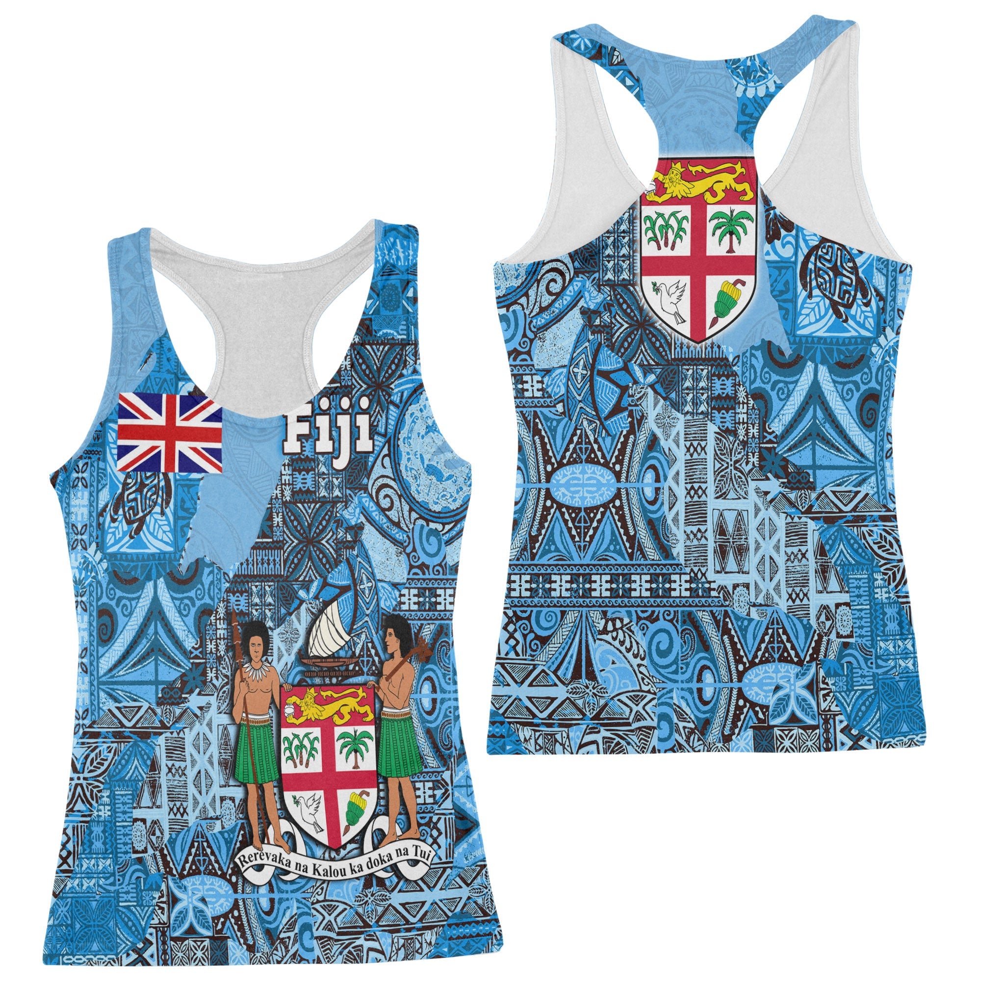 Fiji Flag & Coat Of Arms Racerback Tank