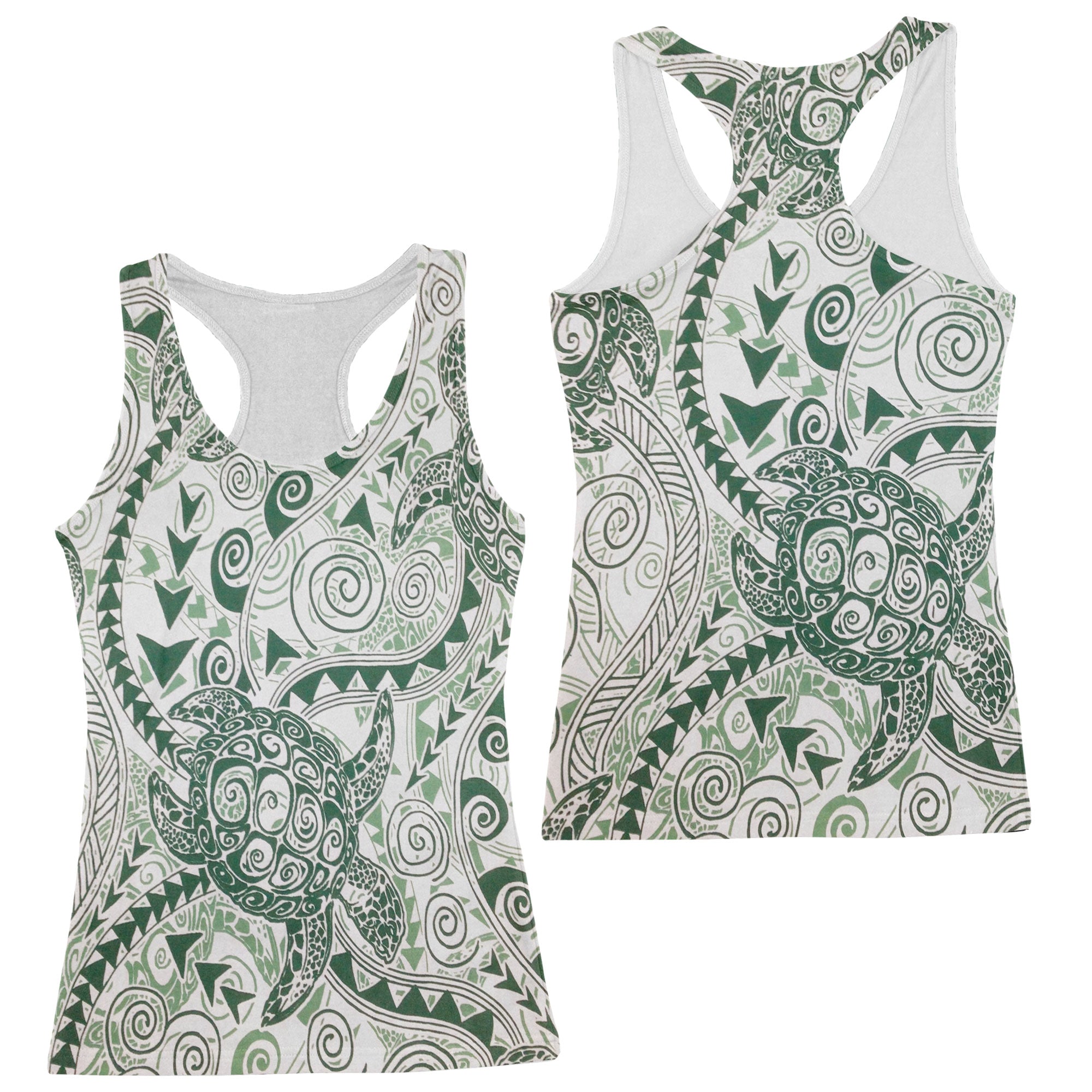 Hawaii Polynesian Turtle Racerback Tank Green Style