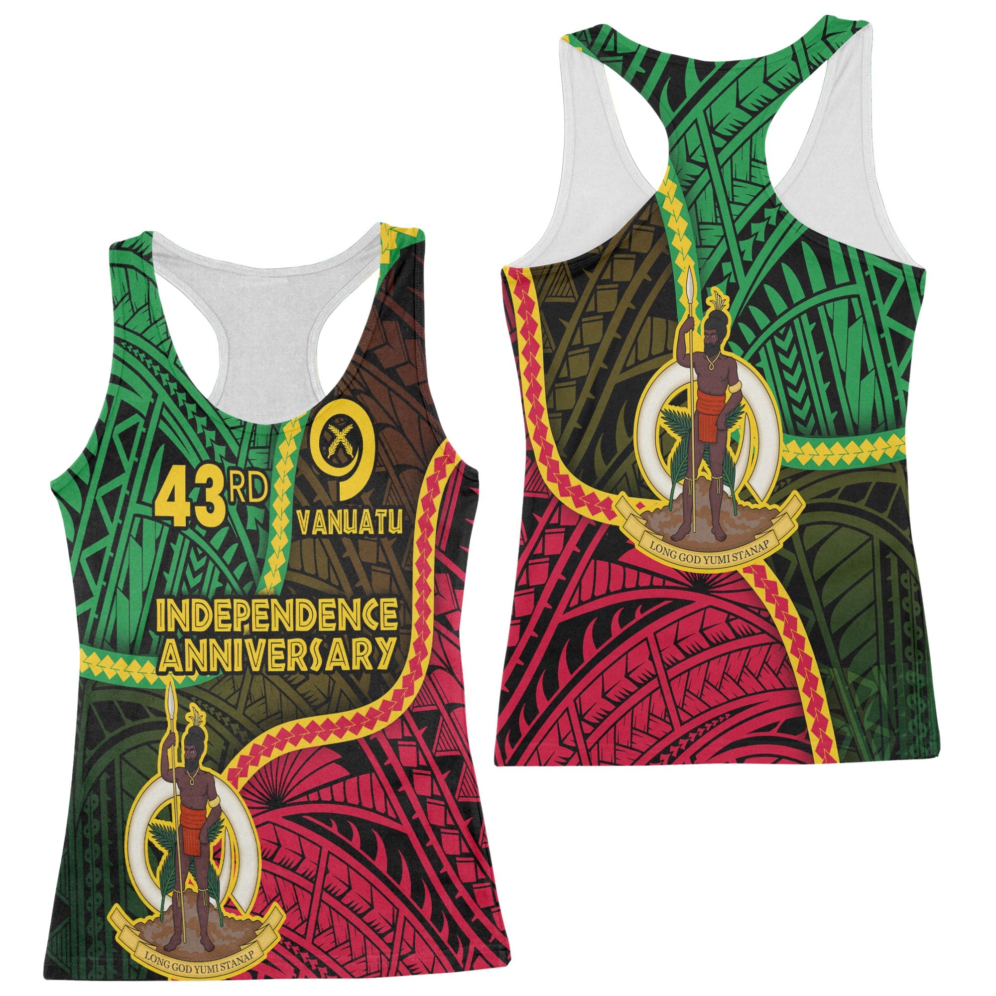 Vanuatu Racerback Tank Independence Day 43rd Anniversary Style