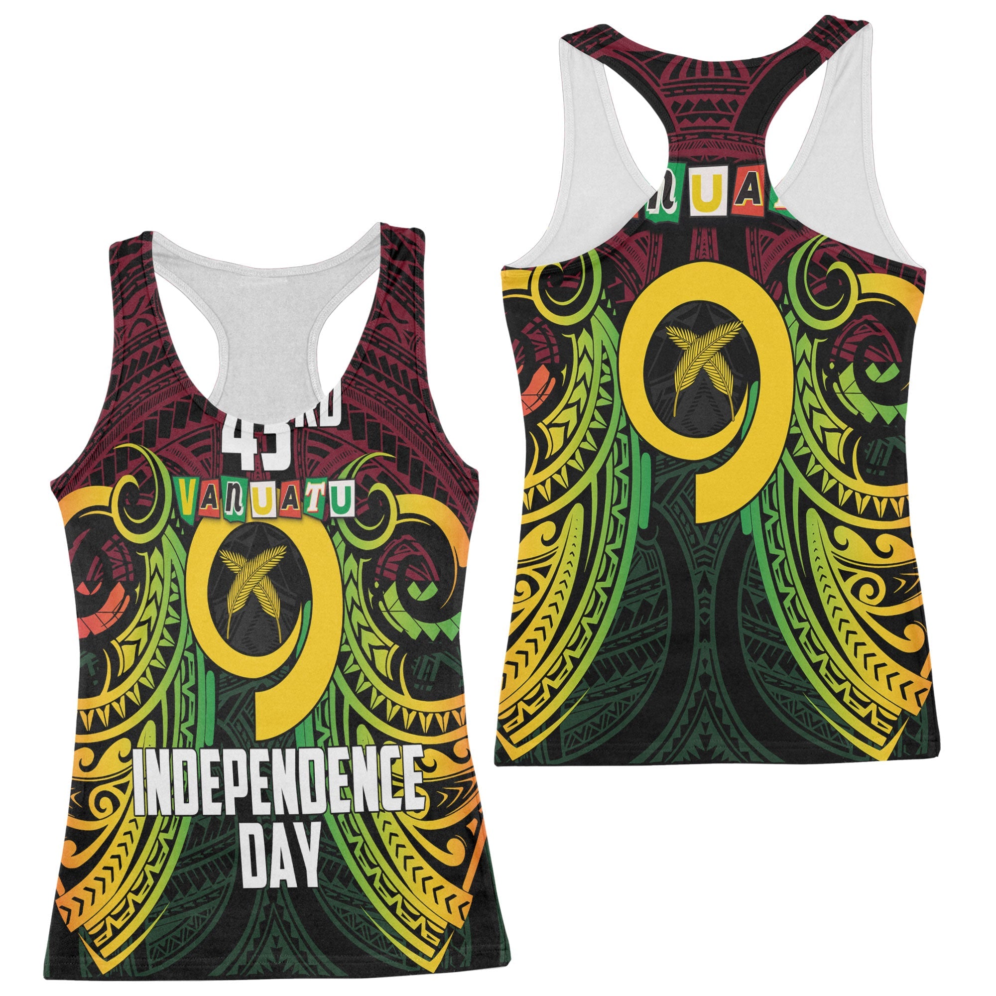 Vanuatu Racerback Tank Independence Day 43rd Anniversary Style 2