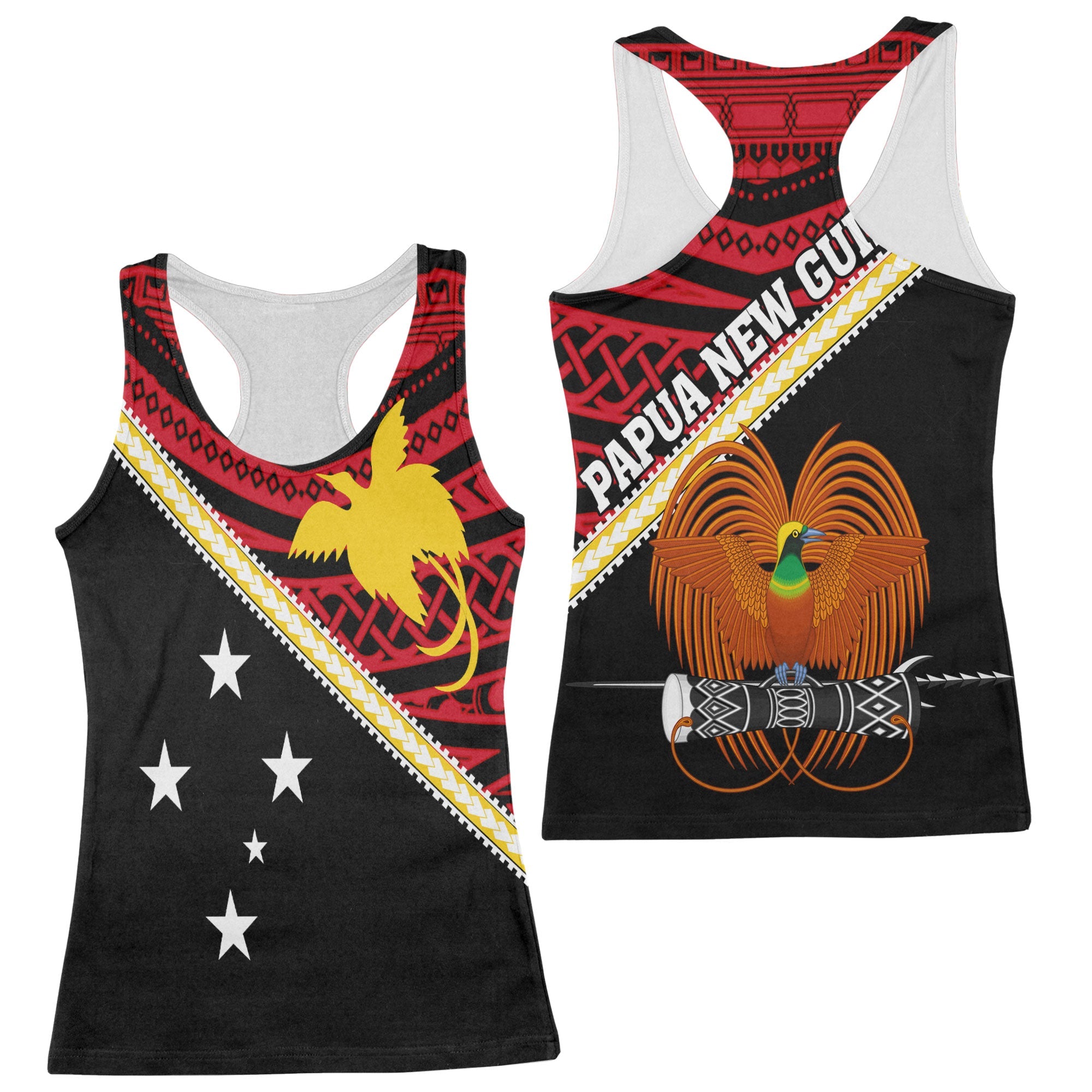 Papua New Guinea Racerback Tank Polynesian Flag Style