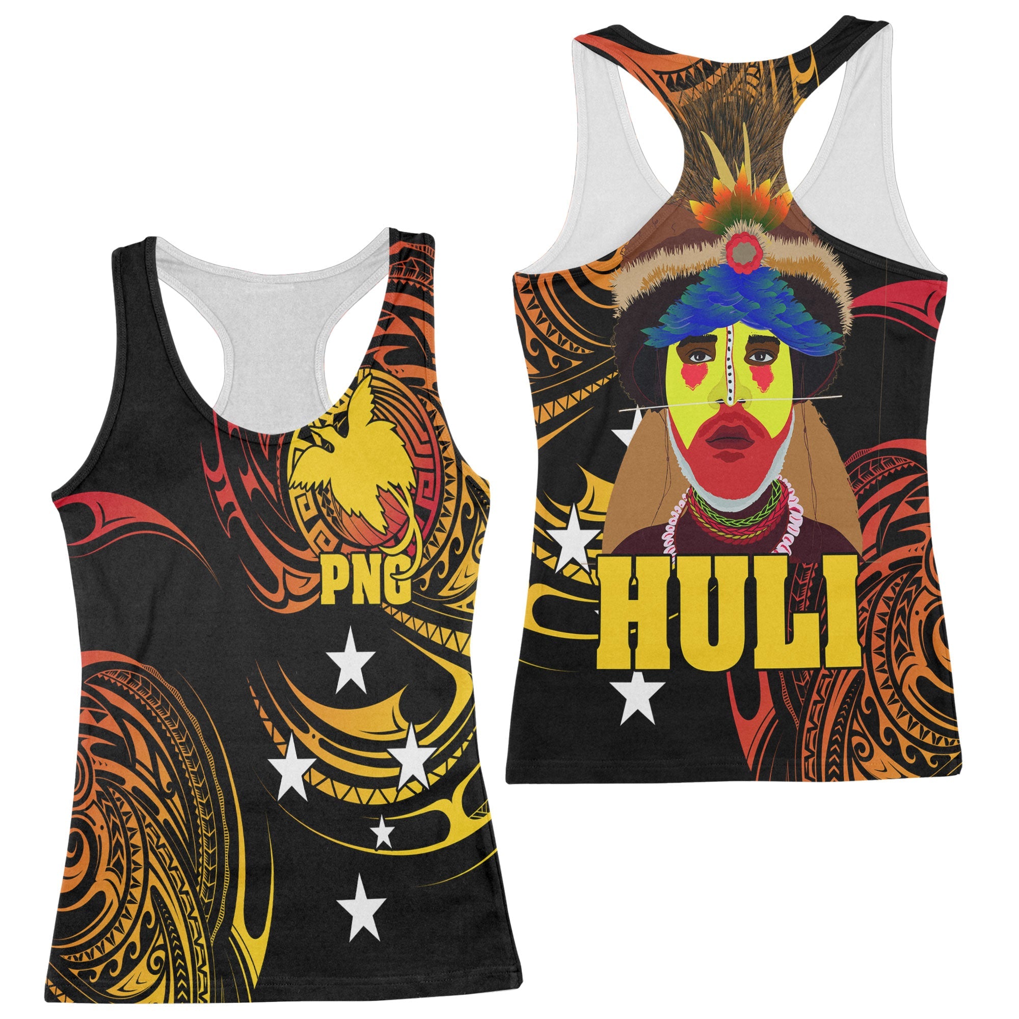 Papua New Guinea Racerback Tank Huli Wigmen Style