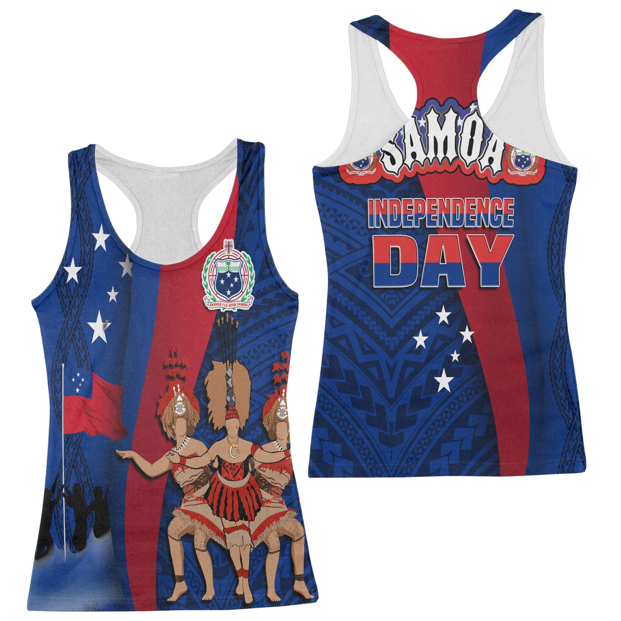 Samoa Independence Day Racerback Tank Celebrating Dance Style