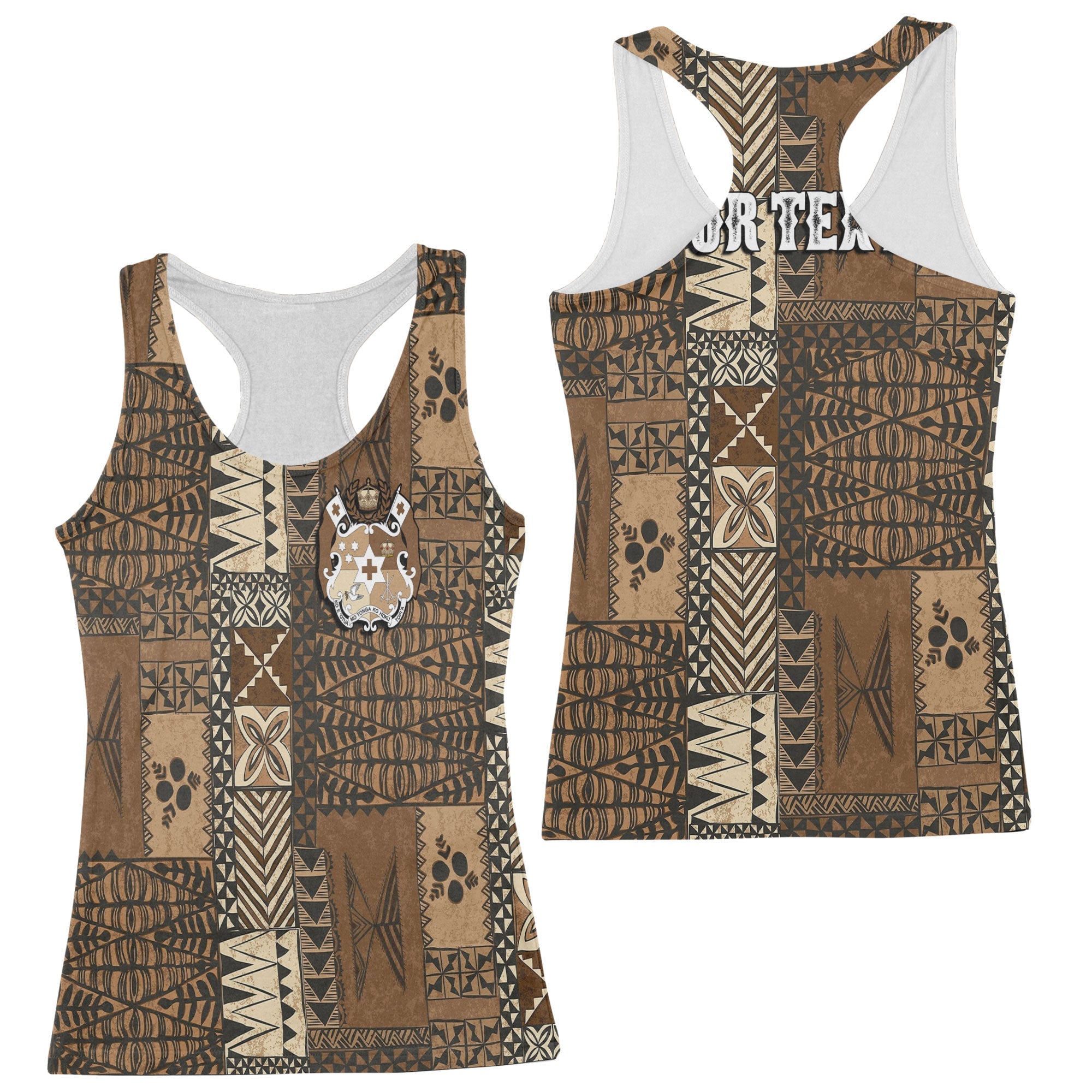 Custom Tonga Racerback Tank Ngatu Tapa Style