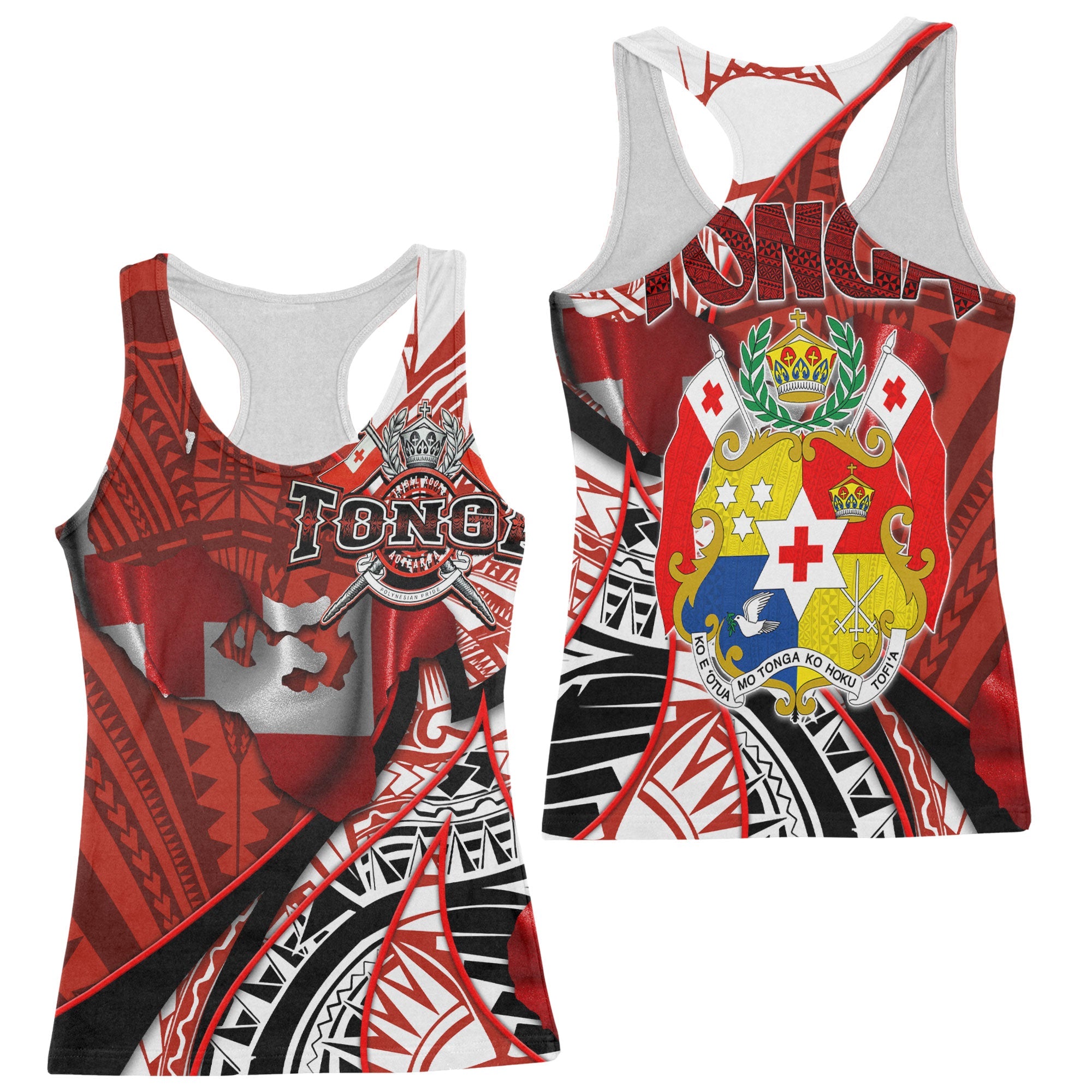 Tonga In My Heart Royal Coat Of Arms Racerback Tank