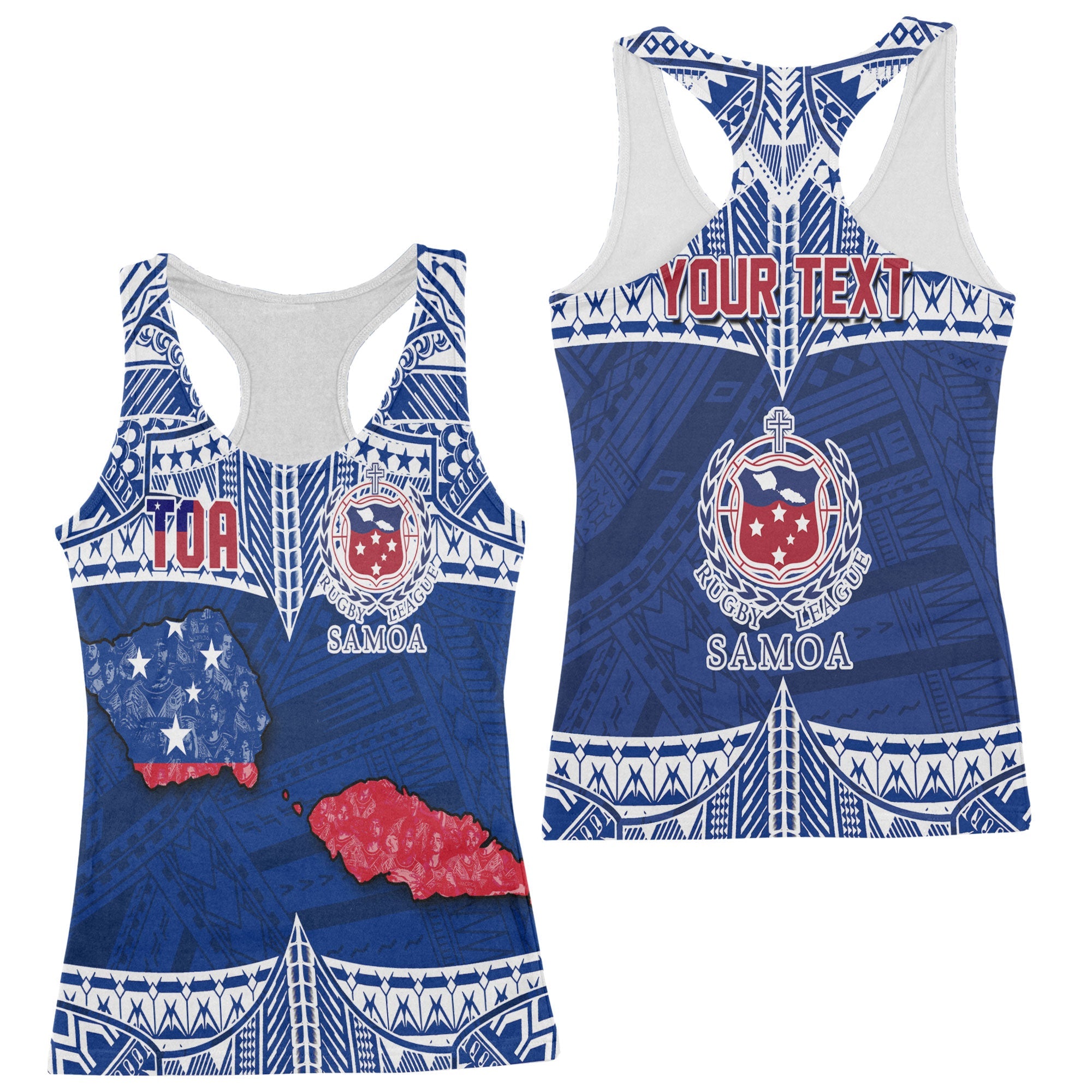 Custom Samoa TOA Rugby Racerback Tank Map Style