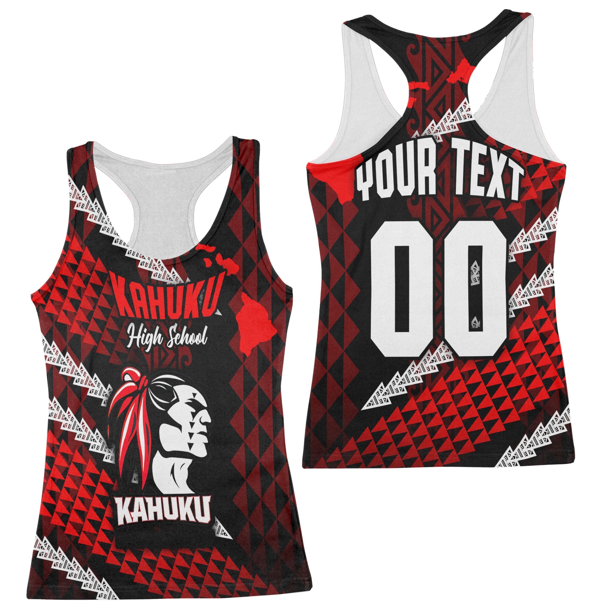 Hawaii Kahuku High & Intermediate School Custom Racerback Tank Map Style