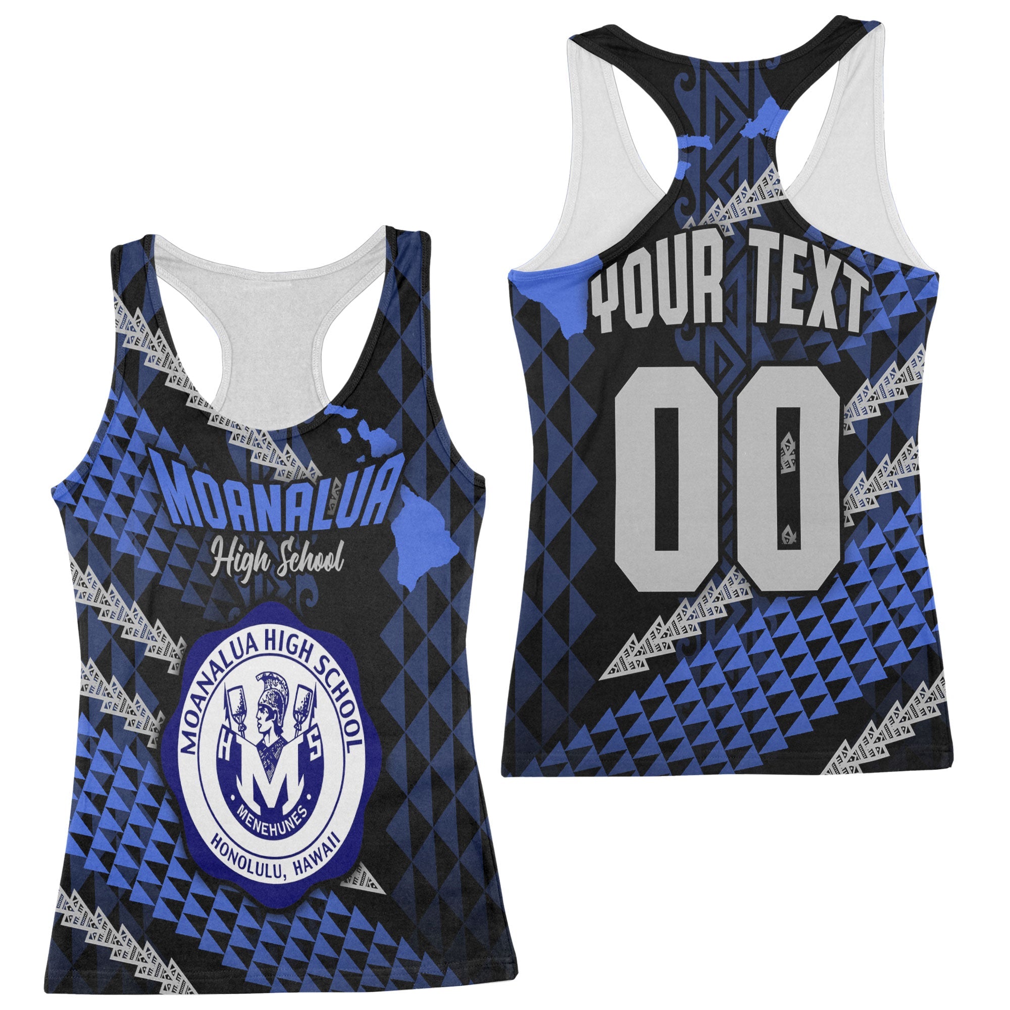 Hawaii Moanalua High School Custom Racerback Tank Map Style