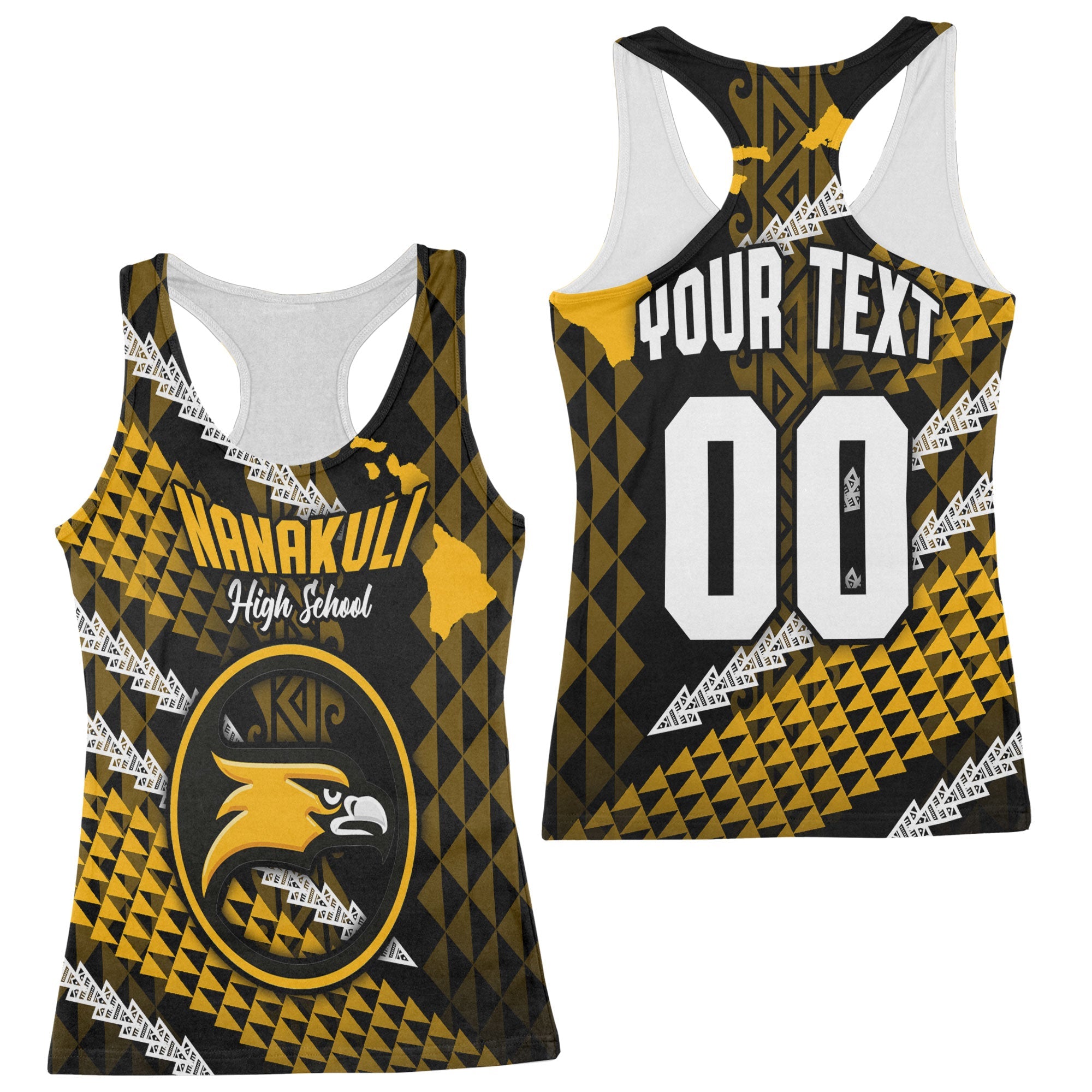 Hawaii Nanakuli High School Custom Racerback Tank Map Style