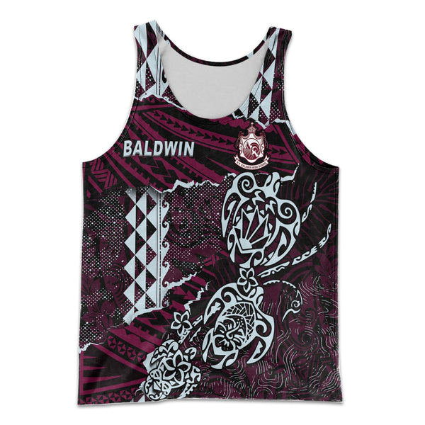 Hawaii Baldwin High School Custom Men Tank Top Polynesian Turtle Style