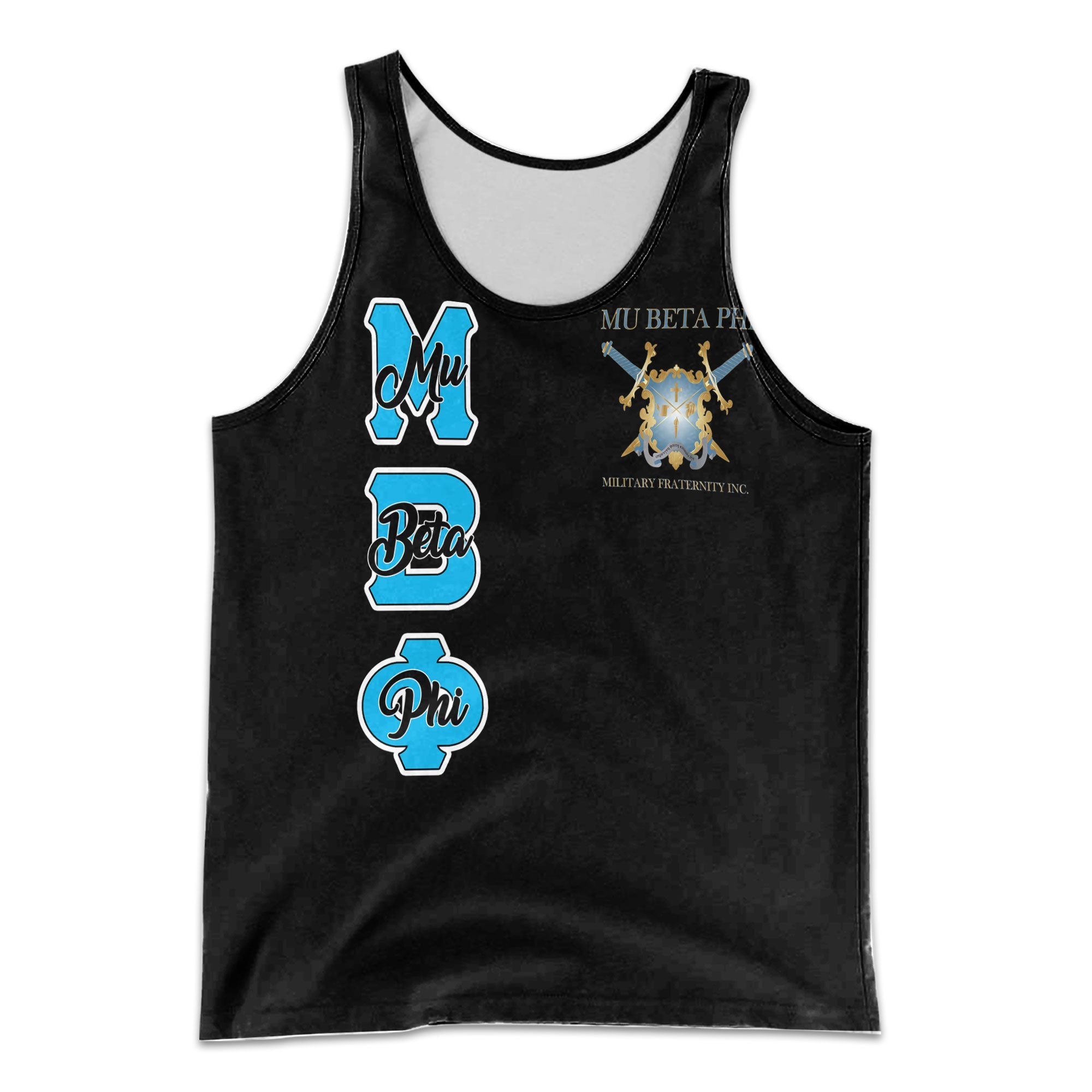 Fraternity Tank Top - Personalized Mu Beta Phi Men Tank Top Original Dark Style