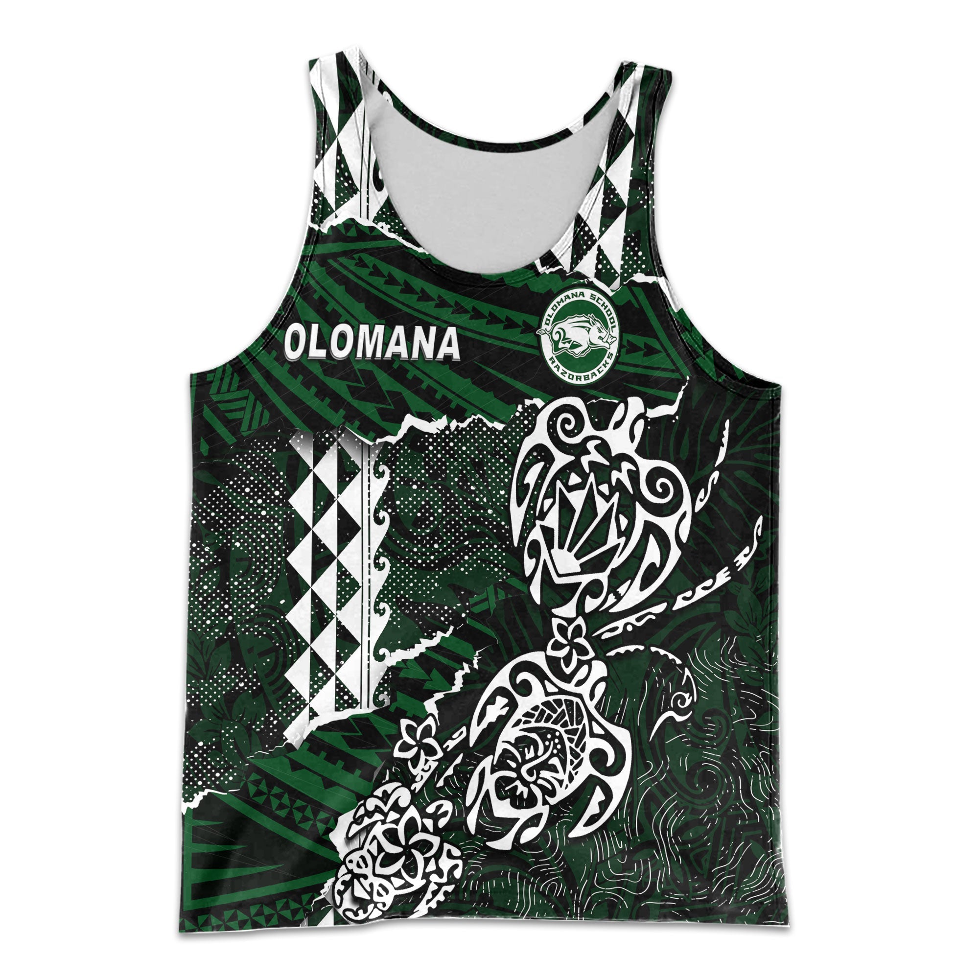 Hawaii Olomana High & Intermediate School Custom Men Tank Top Polynesian Turtle Style