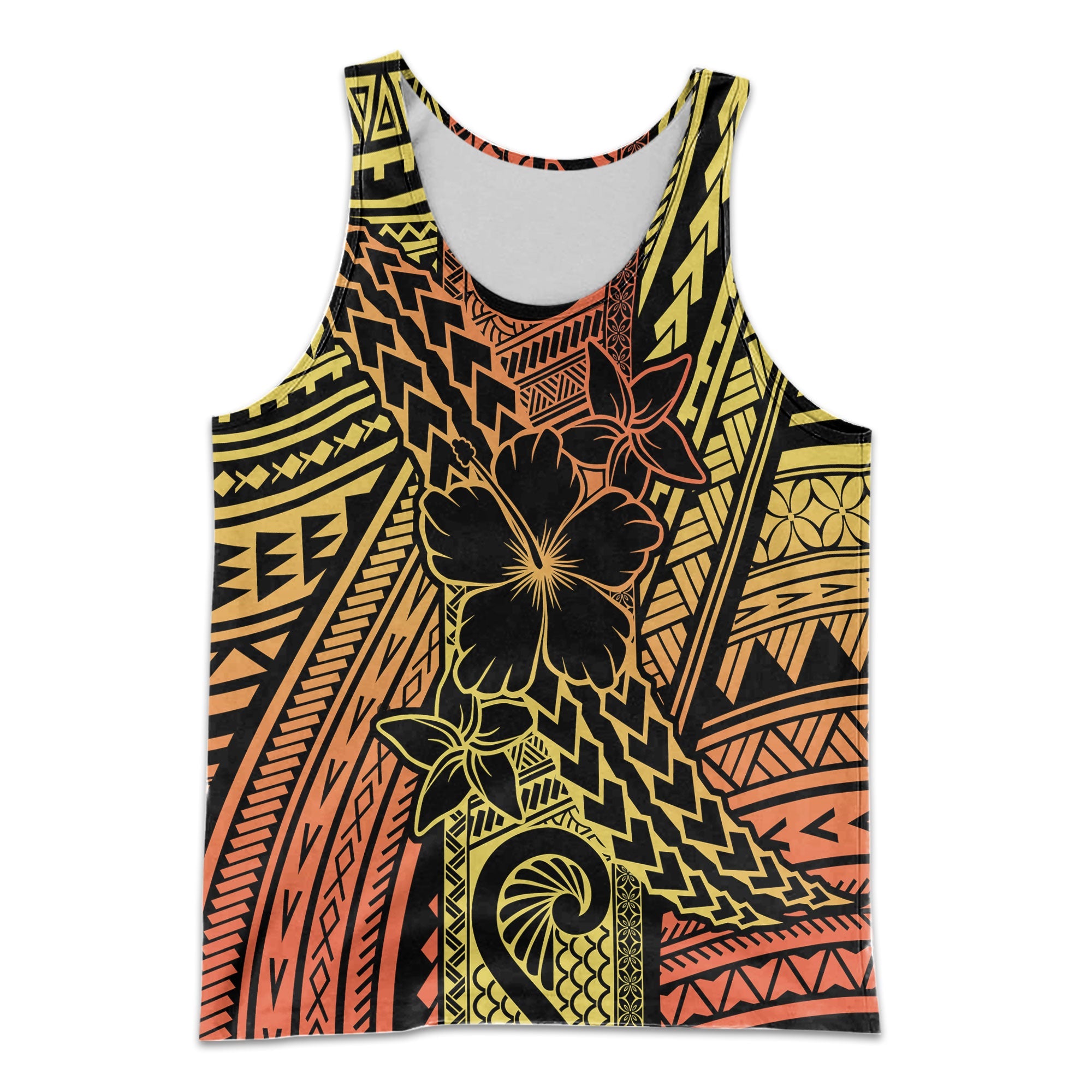 Hawaiian Reggae Men Tank Top Polynesian Hibiscus Style