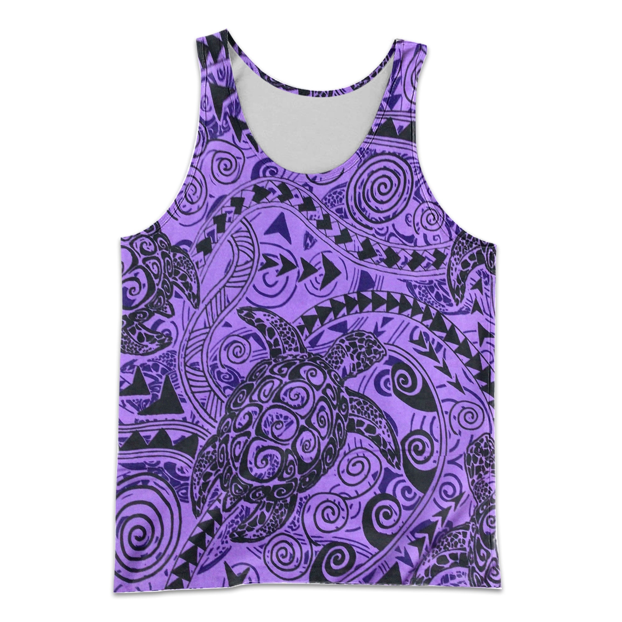 Hawaii Polynesian Turtle Men Tank Top Purple Style