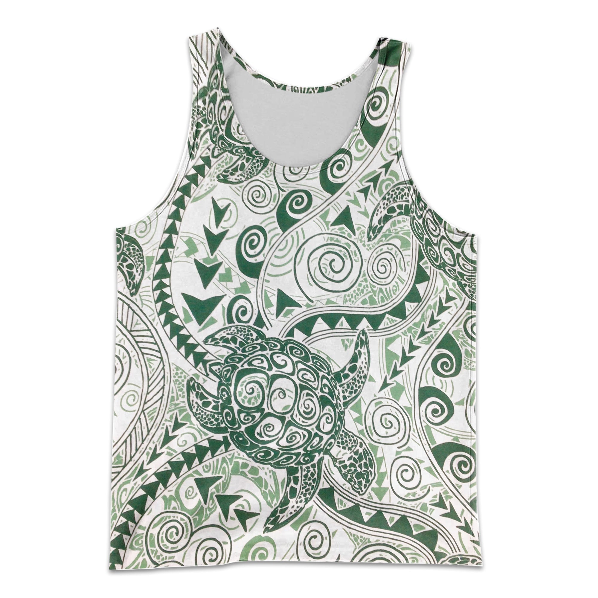 Hawaii Polynesian Turtle Men Tank Top Green Style