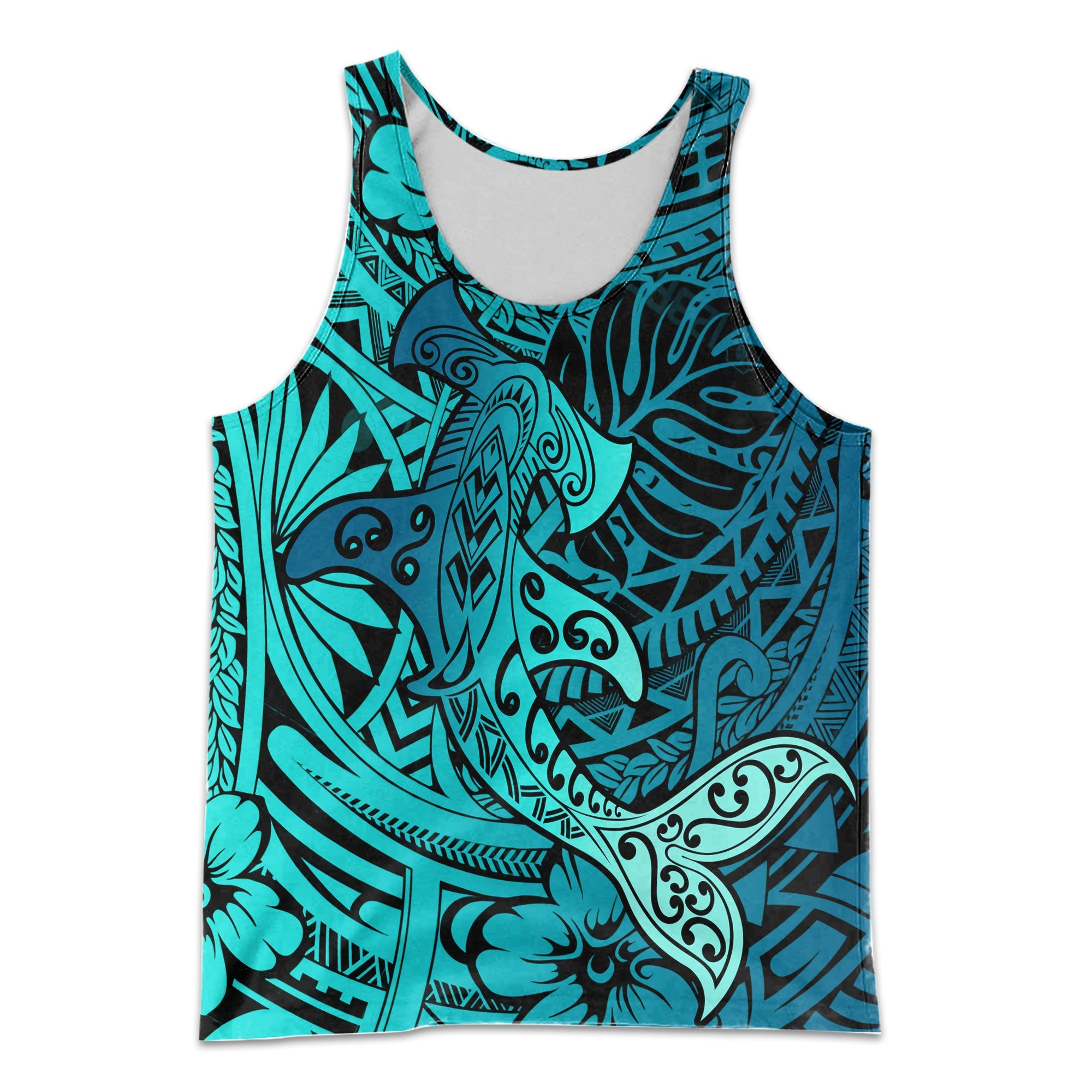 Hawaii Hammerhead Shark Men Tank Top Light See Blue Style