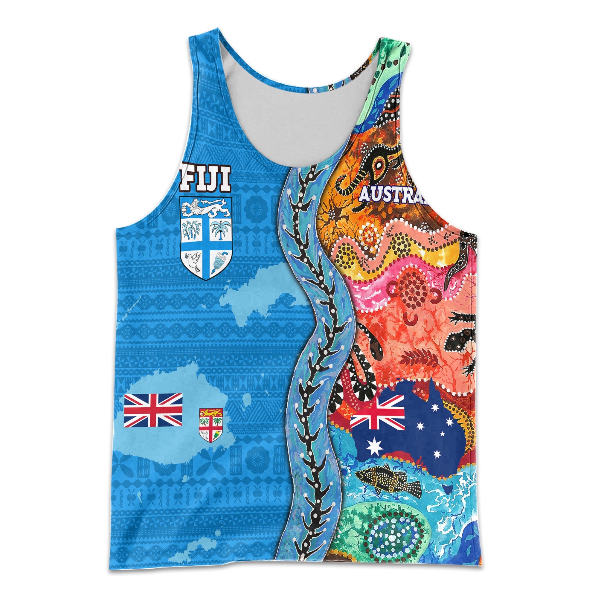 Custom Fiji Tapa & Australia Aboriginal Men Tank Top