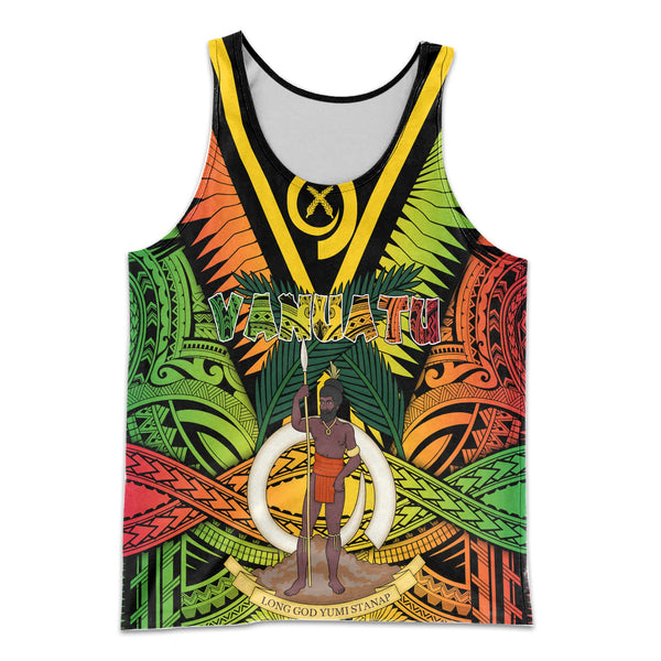 Vanuatu Men Tank Top Coat Of Arms Reggae Style