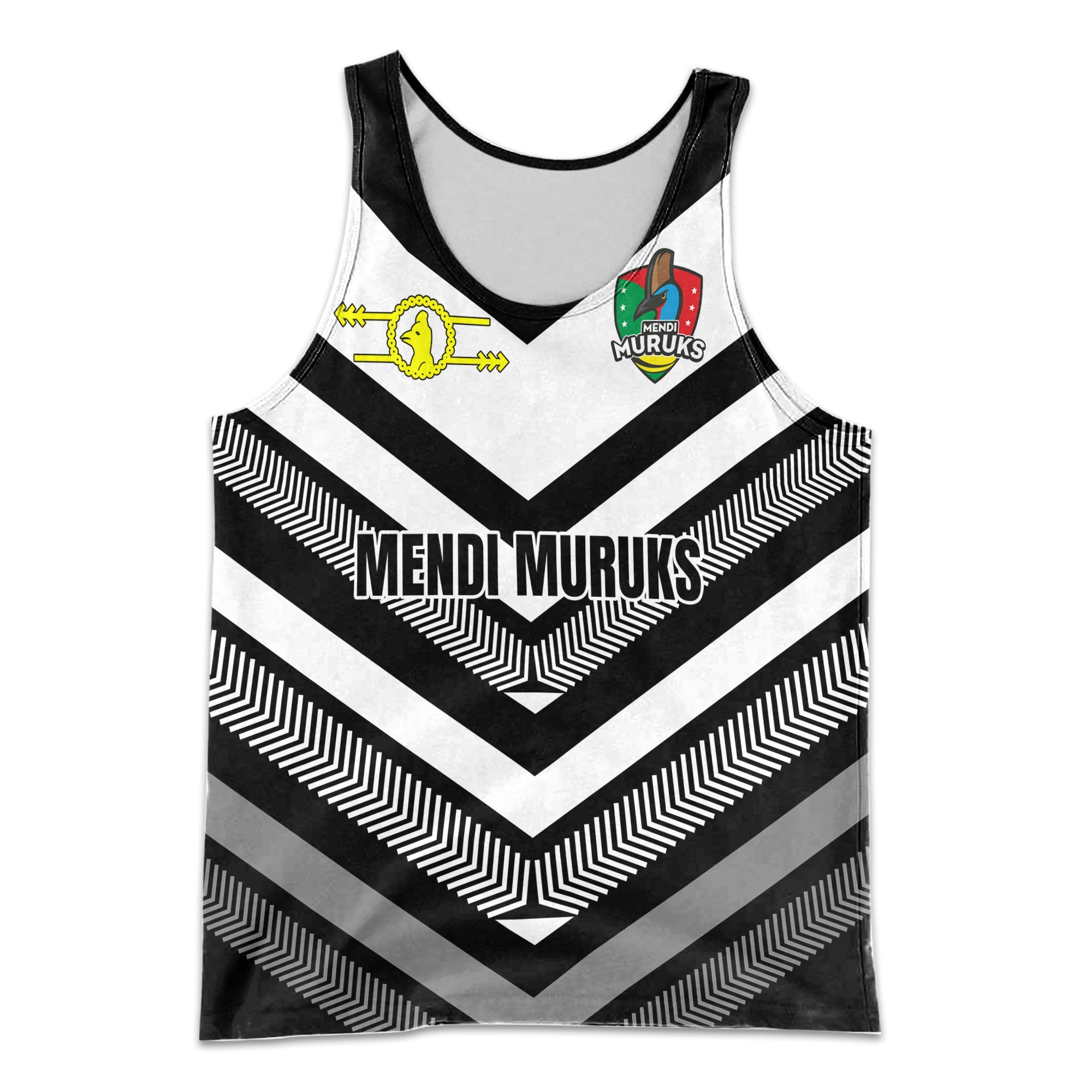 Custom Mendi Muruks Men Tank Top Papua New Guinea Rugby Black & White Style